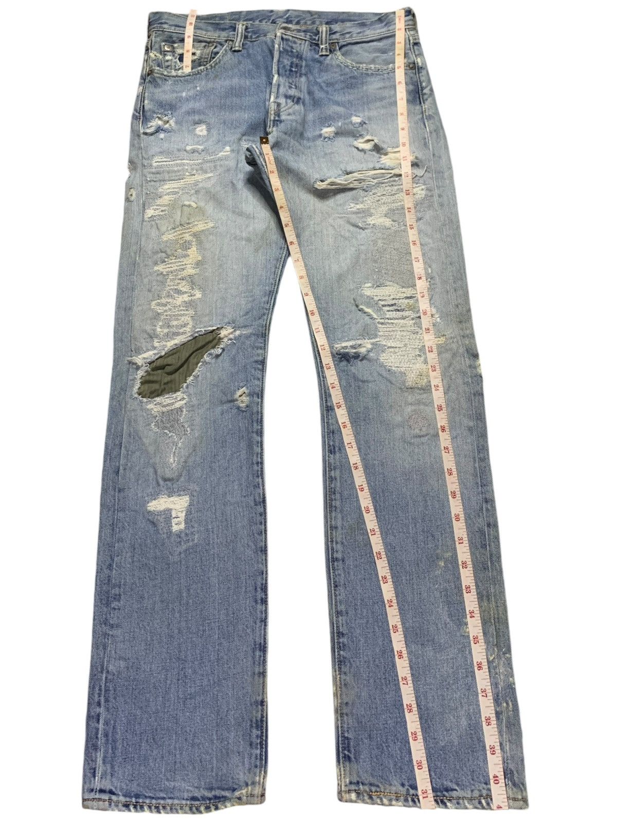 Levi's Vintage Levis 501 Mud Wash Distressed Patched Jeans Size US 31 - 14 Thumbnail