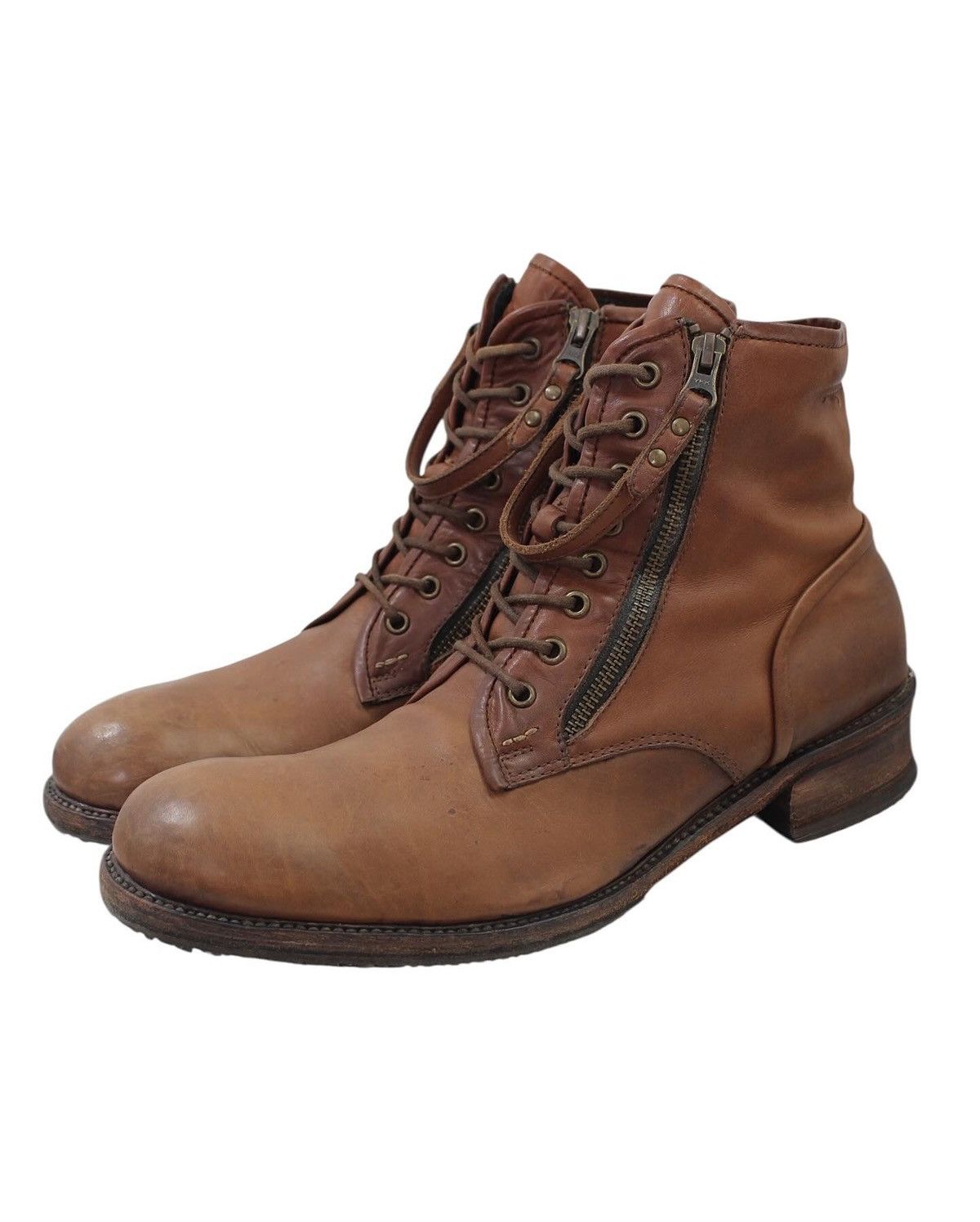 2000S ALFREDOBANNISTER DOUBLE SIDE-ZIP LEATHER BOOTS