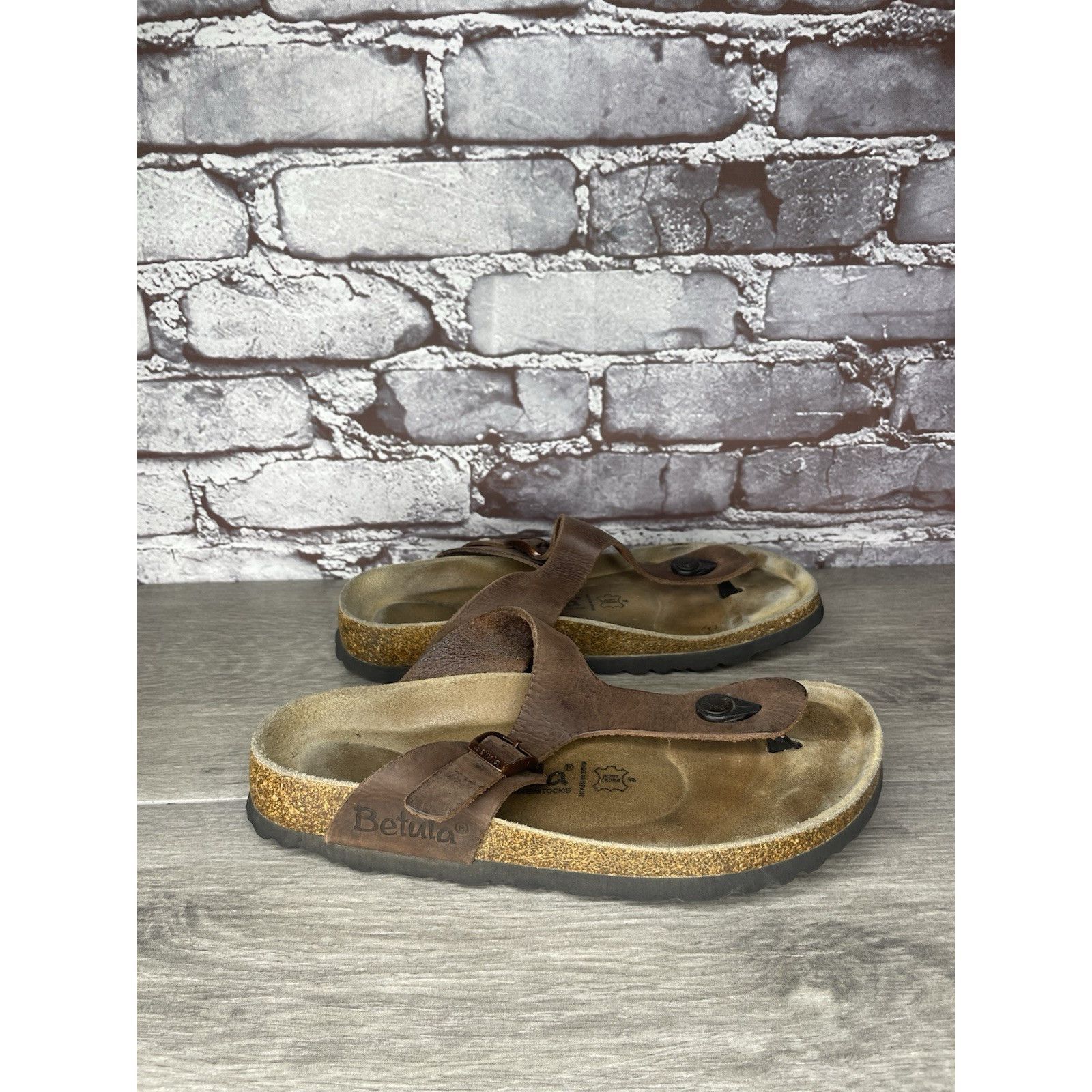 Birkenstock Betula Birkenstock Gizeh Brown Leather Cork Thong Sandals Wo Size US 8 / IT 38 - 19 Thumbnail