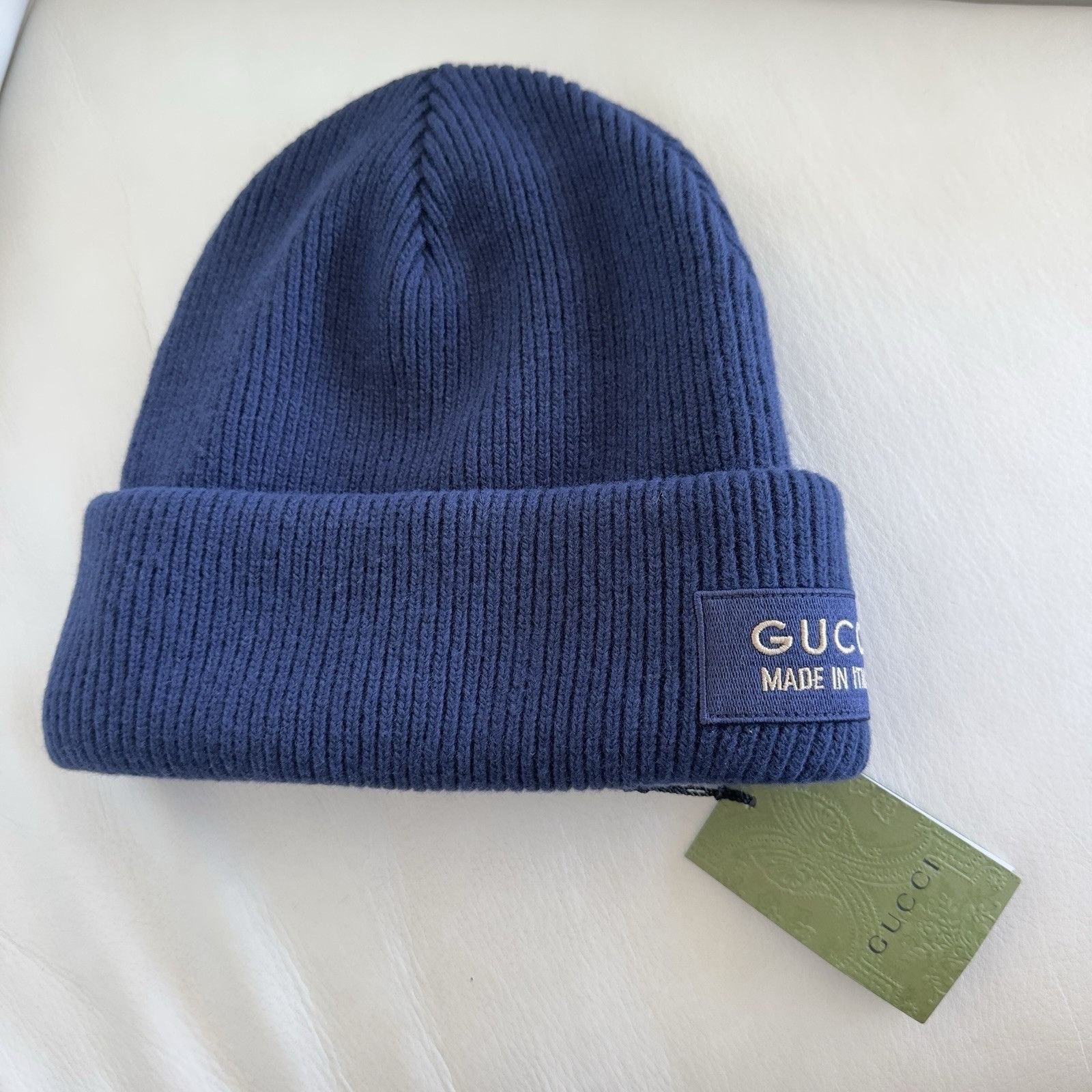 Gucci New Authentic Gucci Knit Wool Hat Beanie With Patch Navy Blu Size ONE SIZE - 2 Thumbnail