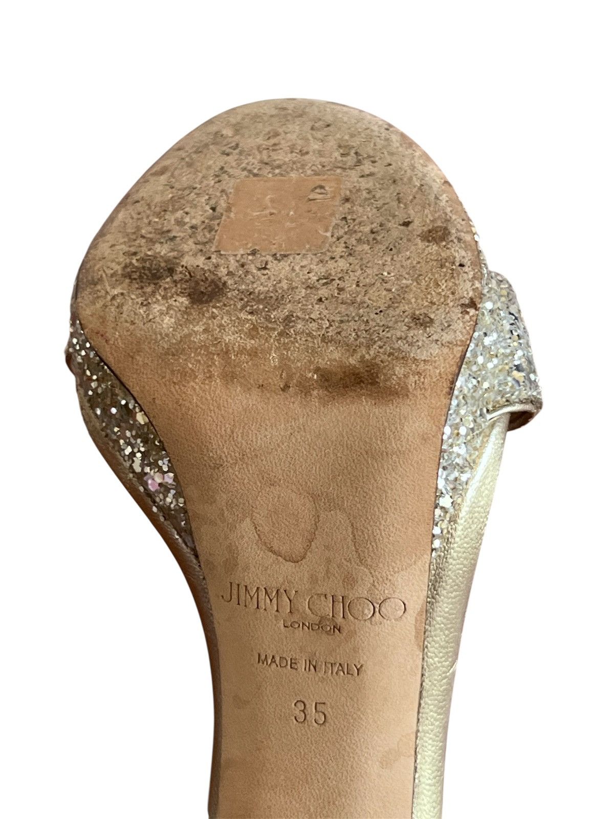 Jimmy Choo Jimmi Choo Misty 120 Champagne Coarse Glitter Fabric Size 35 Size US 5 / IT 35 - 8 Thumbnail