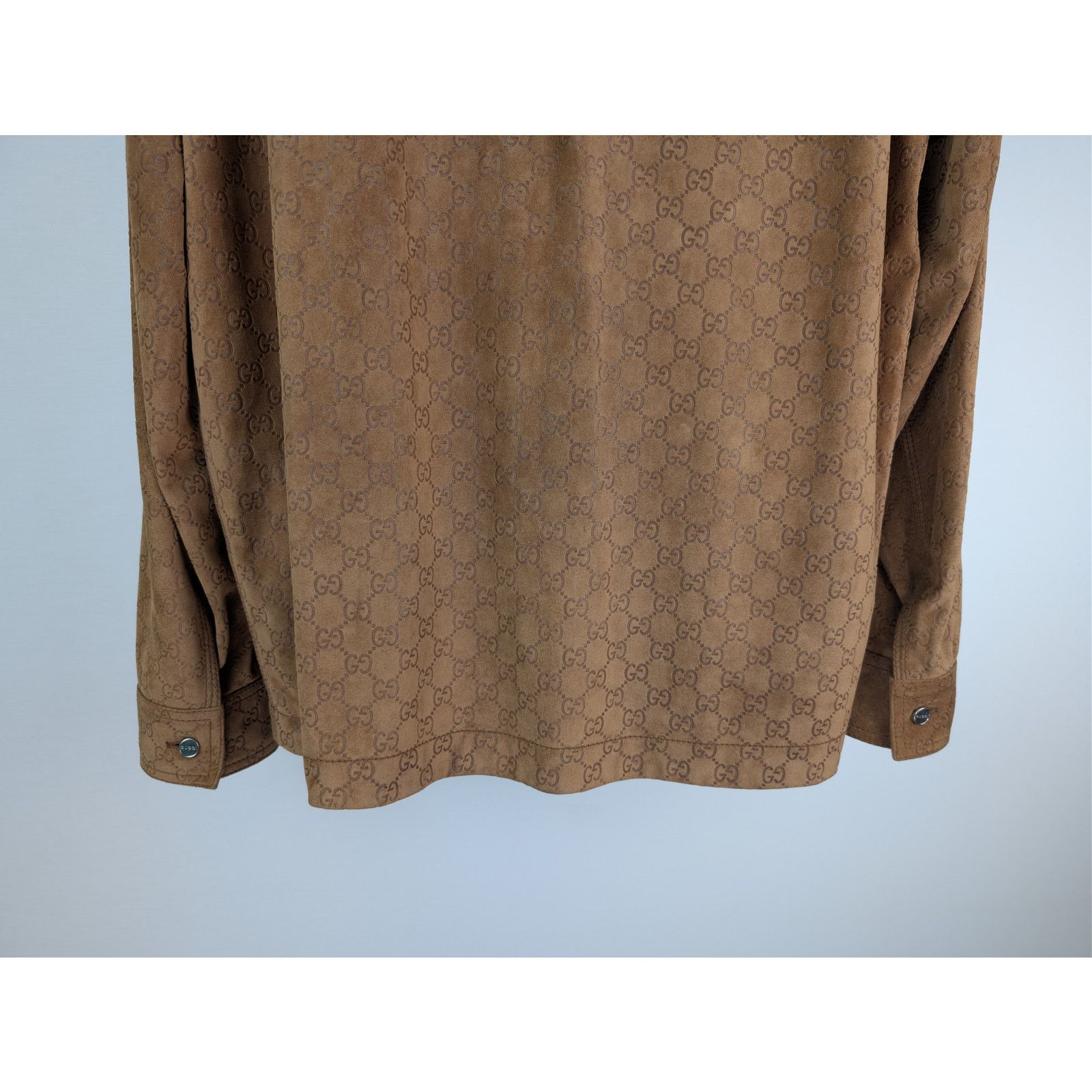 Gucci o1rshd1 Embossed GG Suede Jacket in Camel / Beige Size US M / EU 48-50 / 2 - 14 Thumbnail