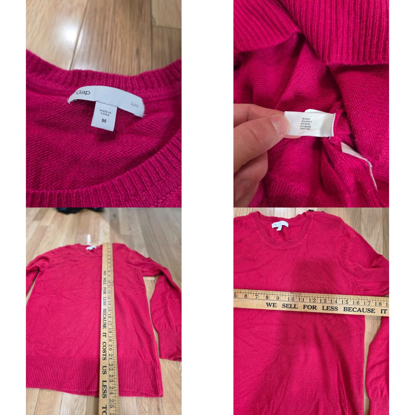 Gap Gap Luxe Pullover Sweater Women's M Red Acrylic Knit Crew Neck Long Sleeve Casual Winter Fall Spring Regular Fit Womens Mens Girls Boys Size M / US 6-8 / IT 42-44 - 8 Thumbnail