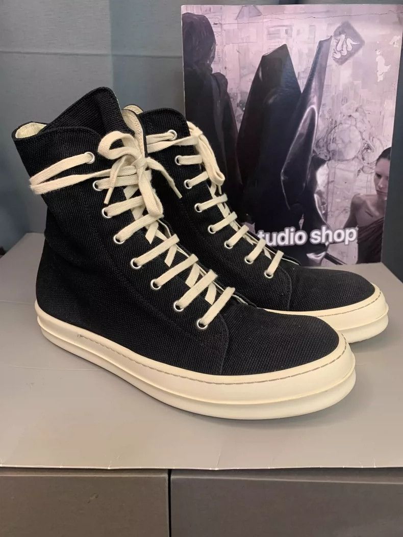 Rick Owens Rick Owens Satin High Top Black and White Sneakers Size US 7.5 / EU 40-41 - 2 Thumbnail
