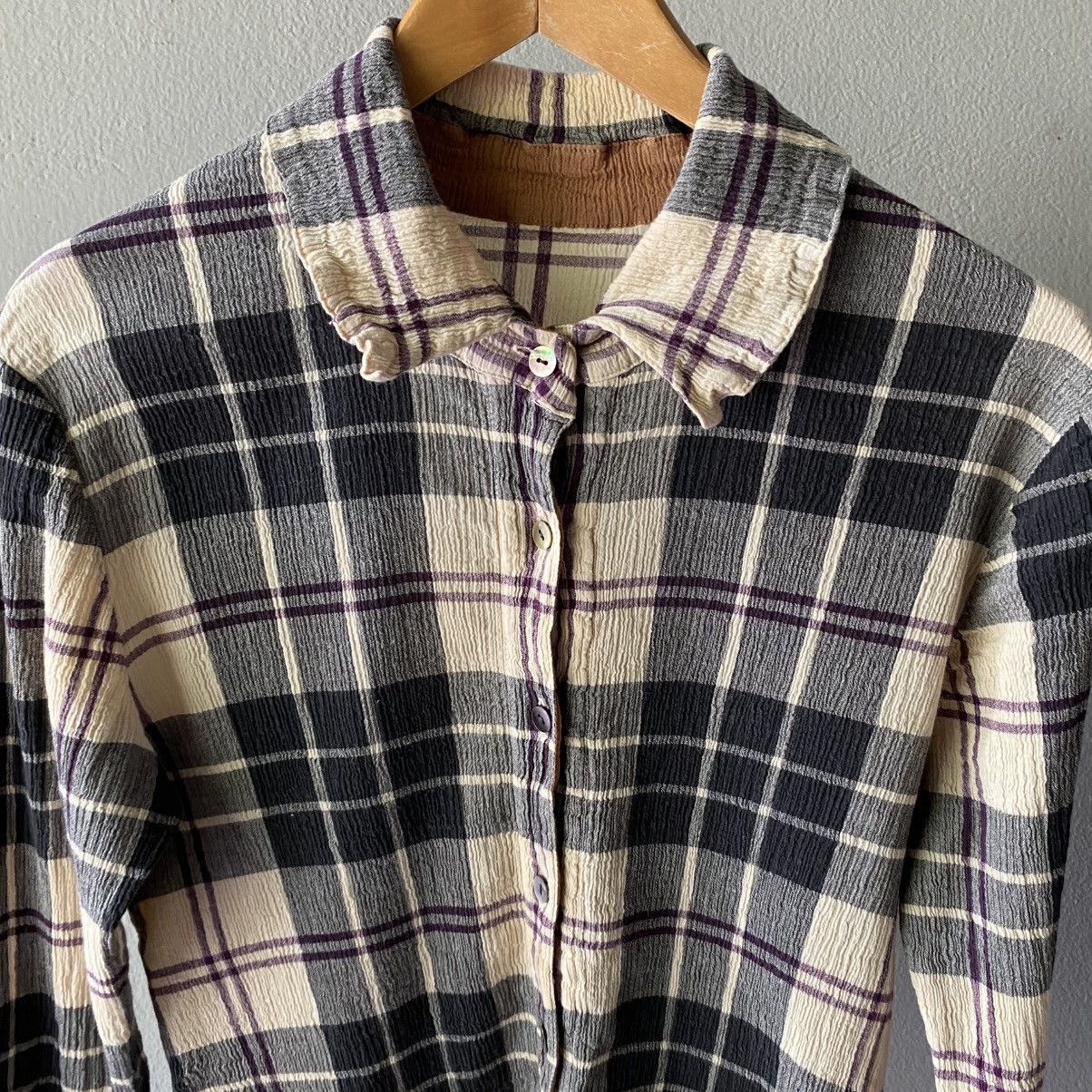 Tsumori Chisato Tsumori Chisato Multi-Color Stretch Check Pleated Shirt Size US S / EU 44-46 / 1 - 3 Thumbnail
