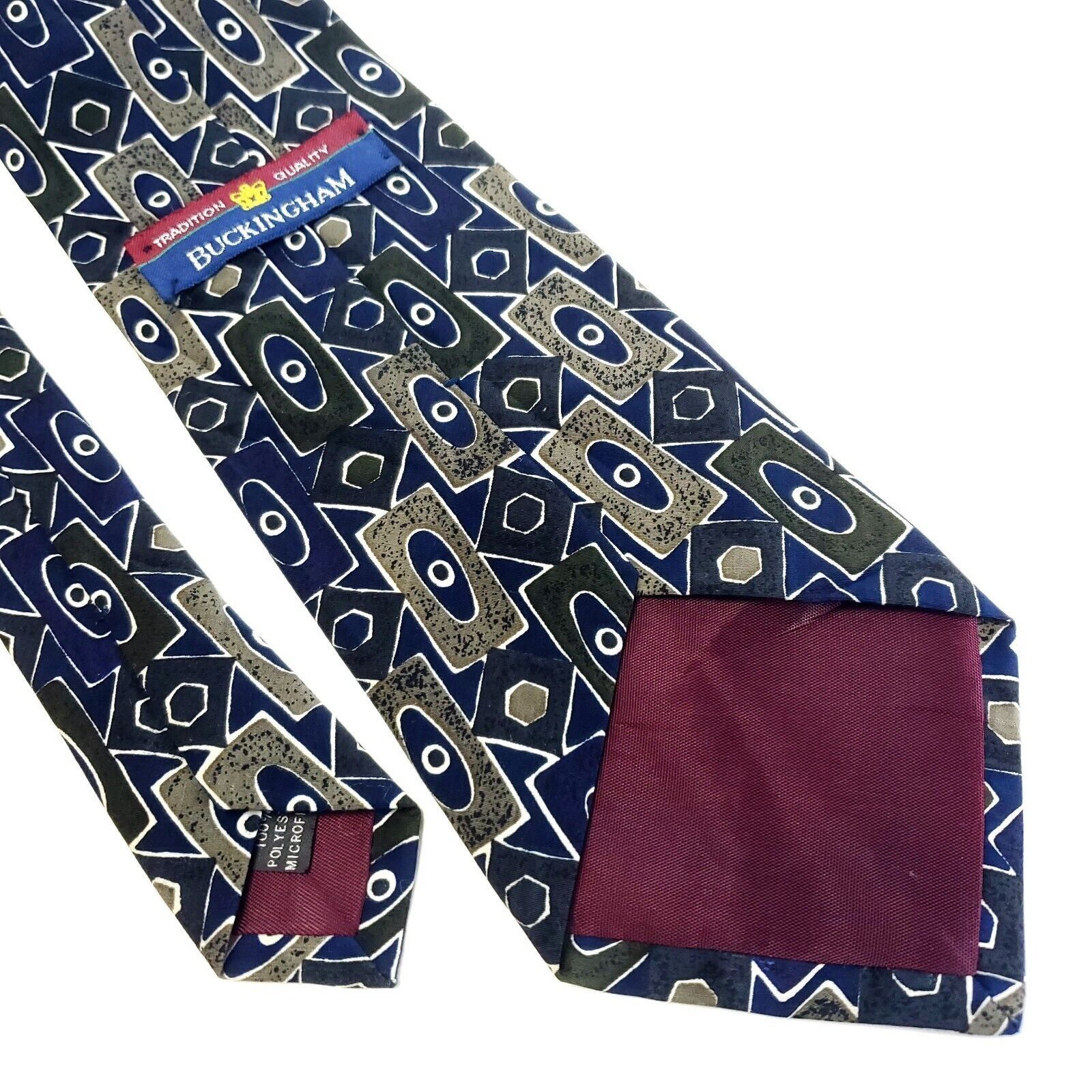 Designer Buckingham Blue Green Abstract Print Short Wide Polyester Ti Size ONE SIZE - 5 Thumbnail