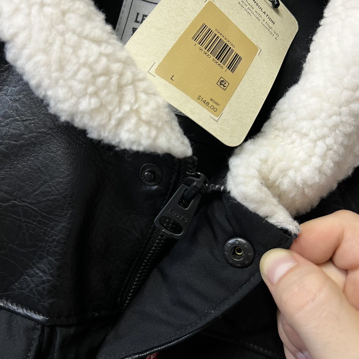 Levi's Levi's Men's Quilted Woodsman Puffer Jacket Black NEW NWT Size US L / EU 52-54 / 3 - 16 Thumbnail