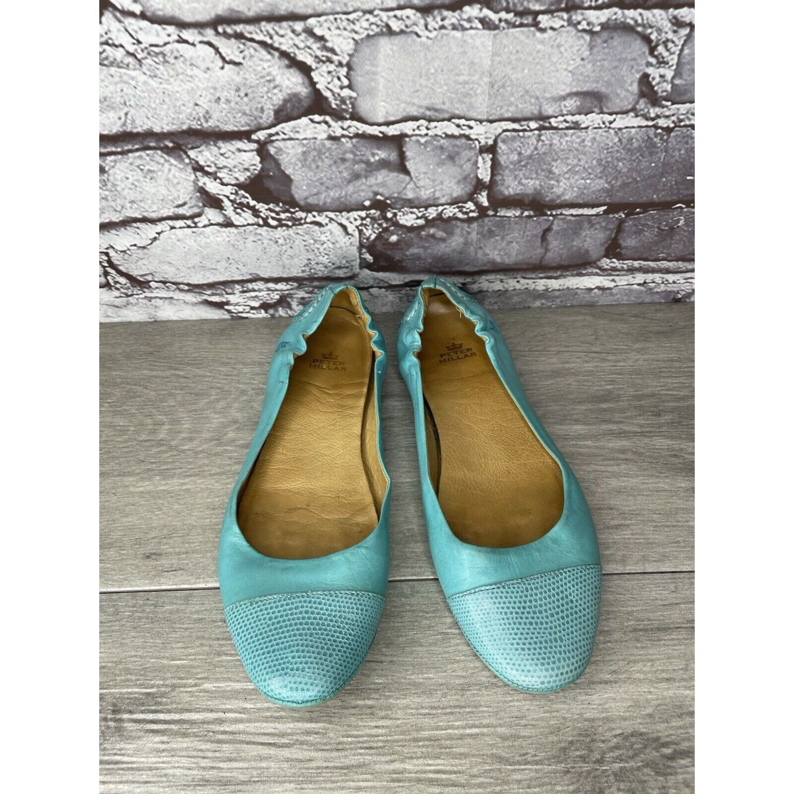 Peter Millar Peter Millar Blue Leather Snake Cap Toe Ballet Flats Shoes W Size US 6.5 / IT 36.5 - 19 Thumbnail