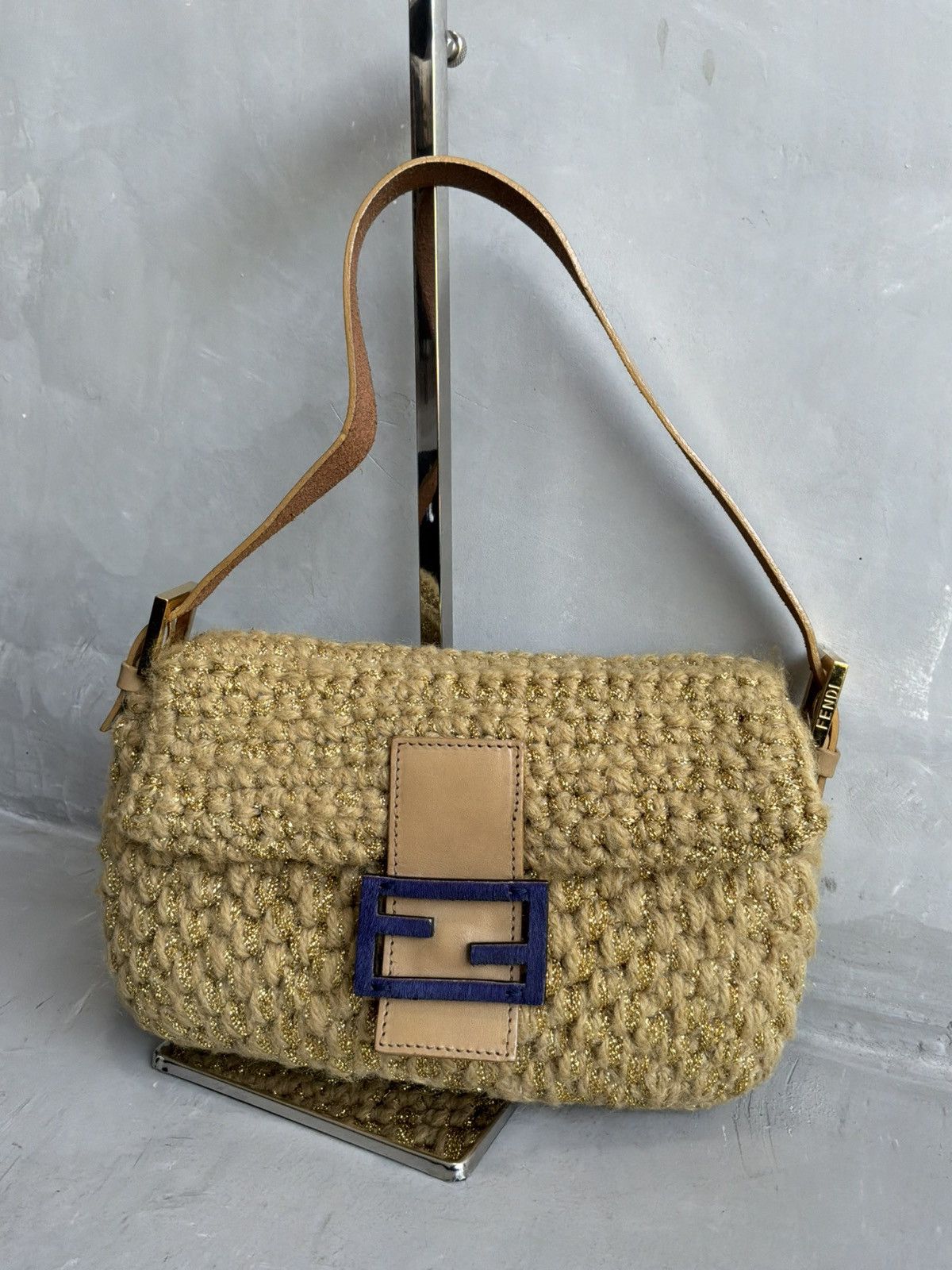 Fendi Fendi - Knit Woven Crochette Ponyhair Baguette Bag Size ONE SIZE - 1 Thumbnail