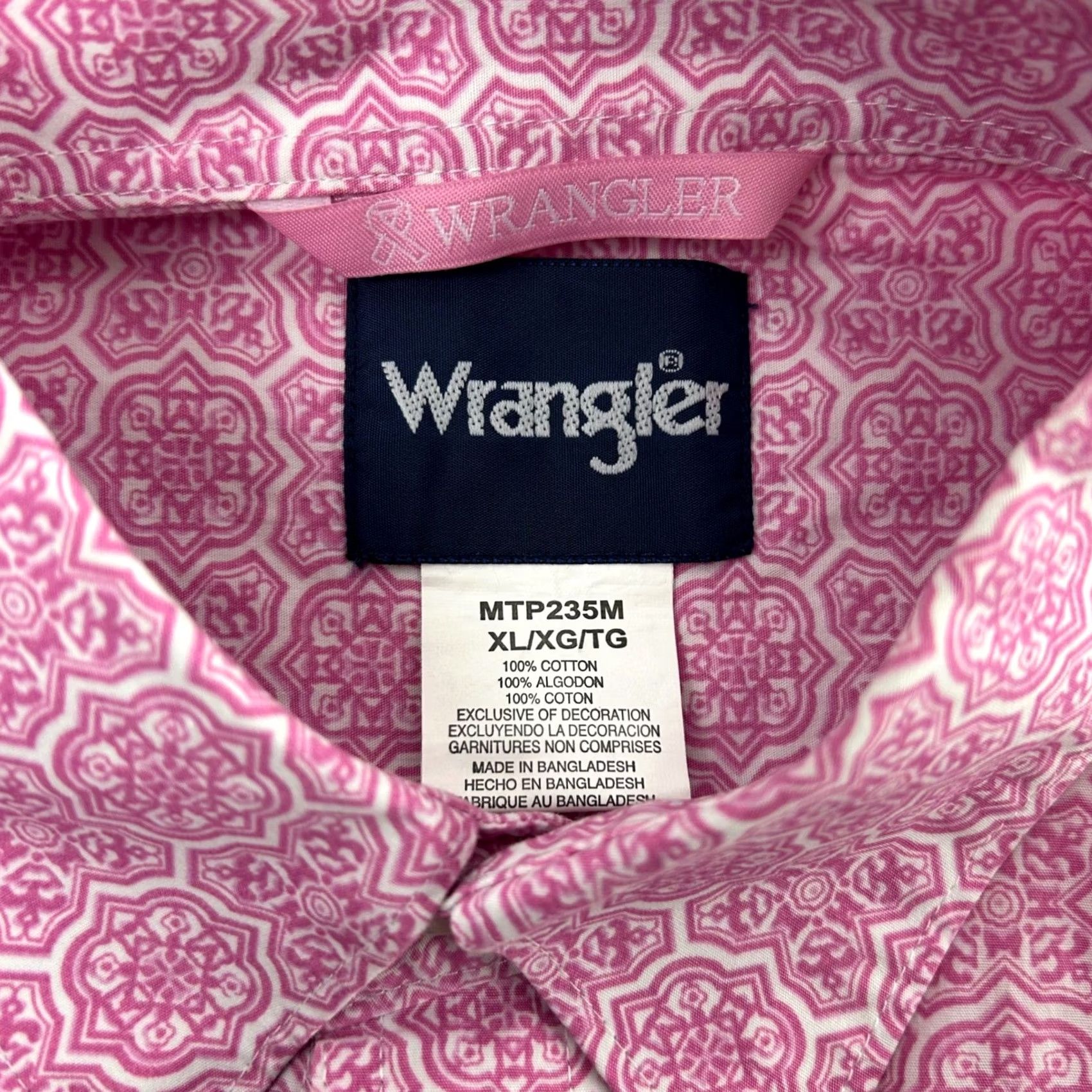 Wrangler VINTAGE Wrangler Geometric Pink Button-Down Shirt XL Mens Breast Cancer Awareness Size US XL / EU 56 / 4 - 4 Thumbnail