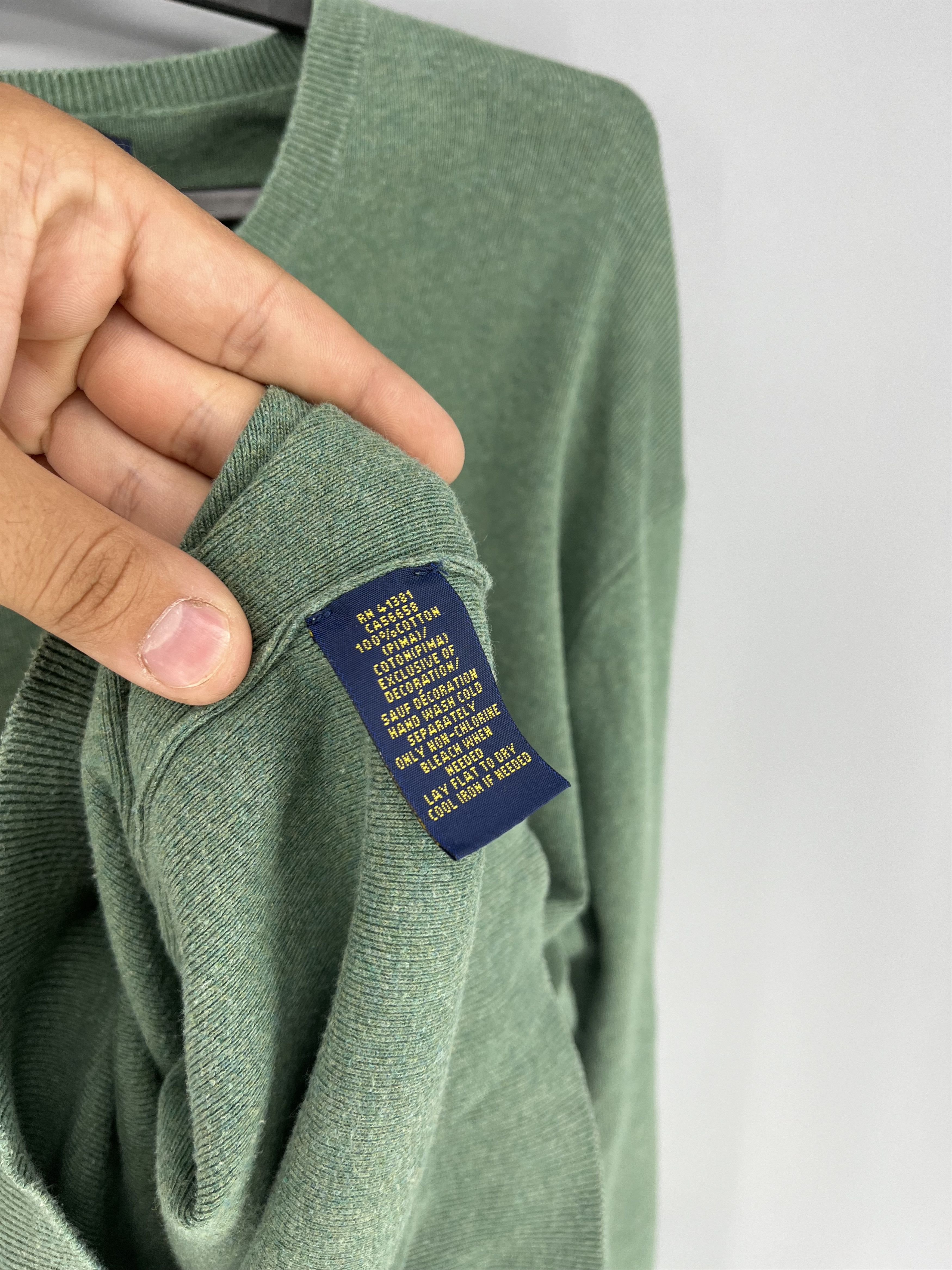 Polo Ralph Lauren Vintage Polo Ralph Lauren V-Neck Sweater 90s Green Size US L / EU 52-54 / 3 - 8 Thumbnail