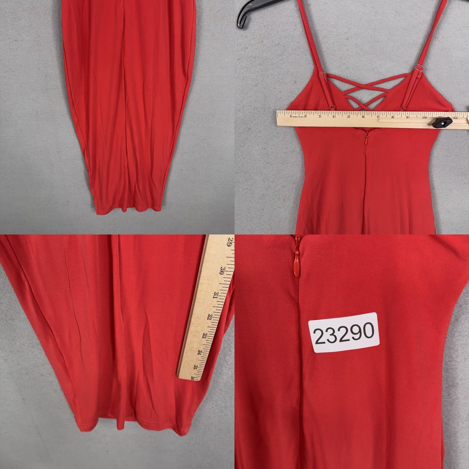 Vintage Nookie Mi Amore Criss Cross Shift Dress Womens 8 Watermelon Red Bodycon Midi V-Neck Spaghetti Crisscross Size M / US 6-8 / IT 42-44 - 8 Thumbnail