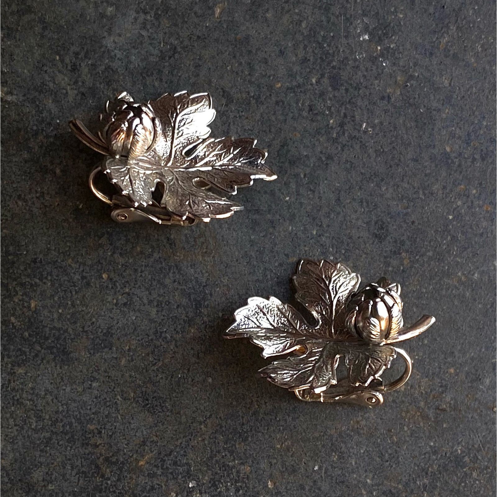 Vintage Vtg 90s Silver Toned Maple Leaf Acorn Clip On Earrings Size ONE SIZE - 5 Thumbnail