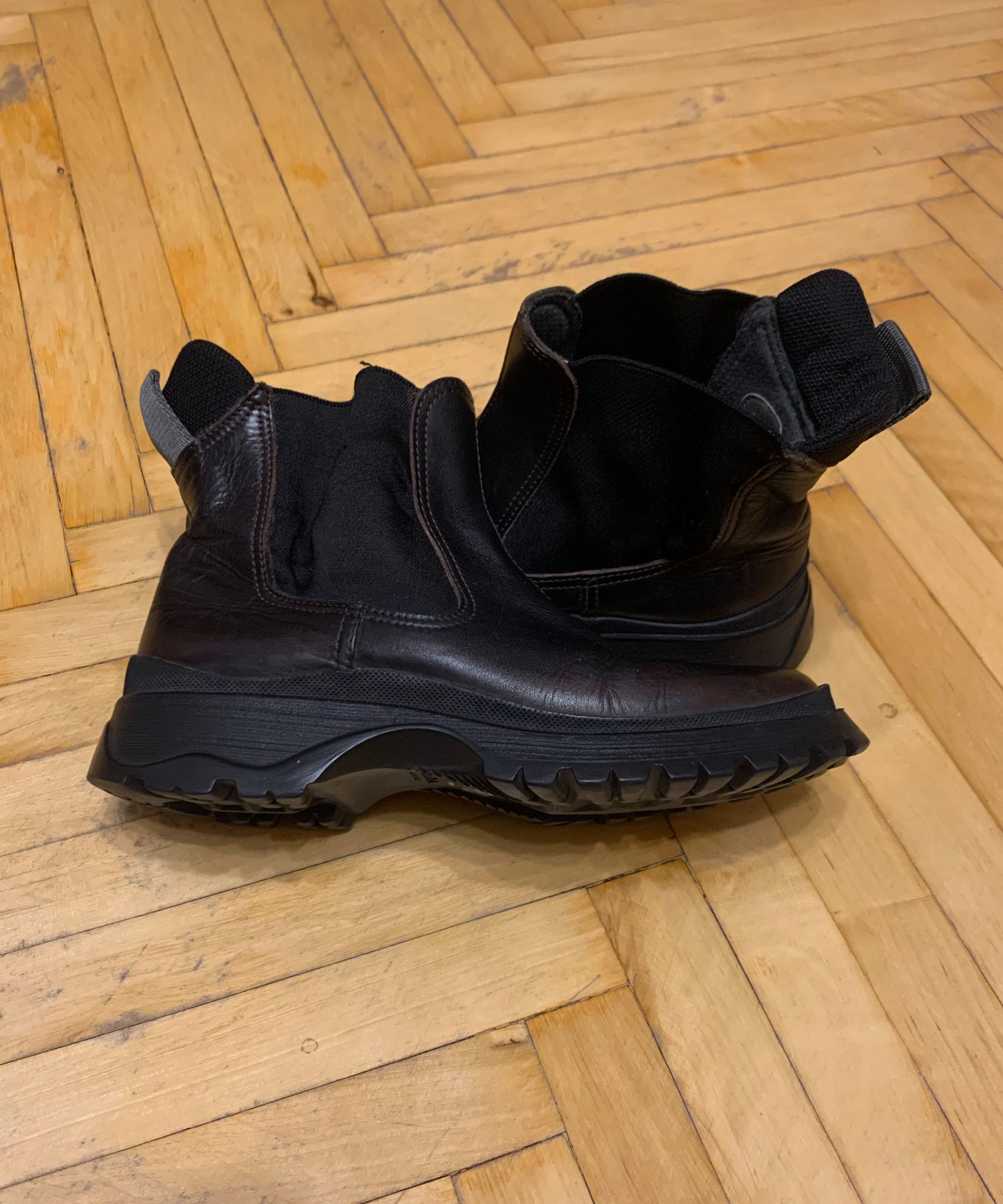 Prada 🔴 PRADA Boots Brown Shoes Vintage Leather Tractor Combat Size US 6.5 / IT 36.5 - 1 Thumbnail
