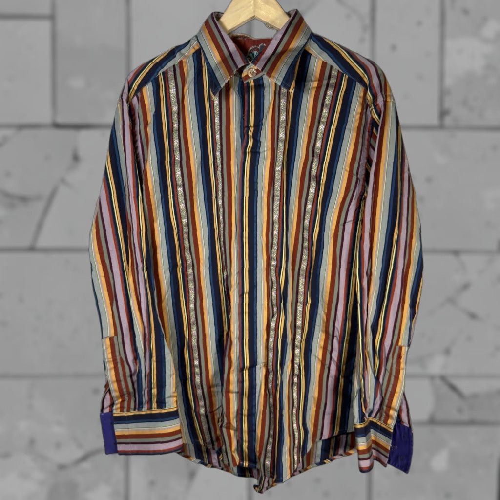 Robert Graham Robert Graham Striped Button-Down Long Sleeve Shirt Mens XL Multicolor 100% Cotton Size US XL / EU 56 / 4 - 1 Thumbnail