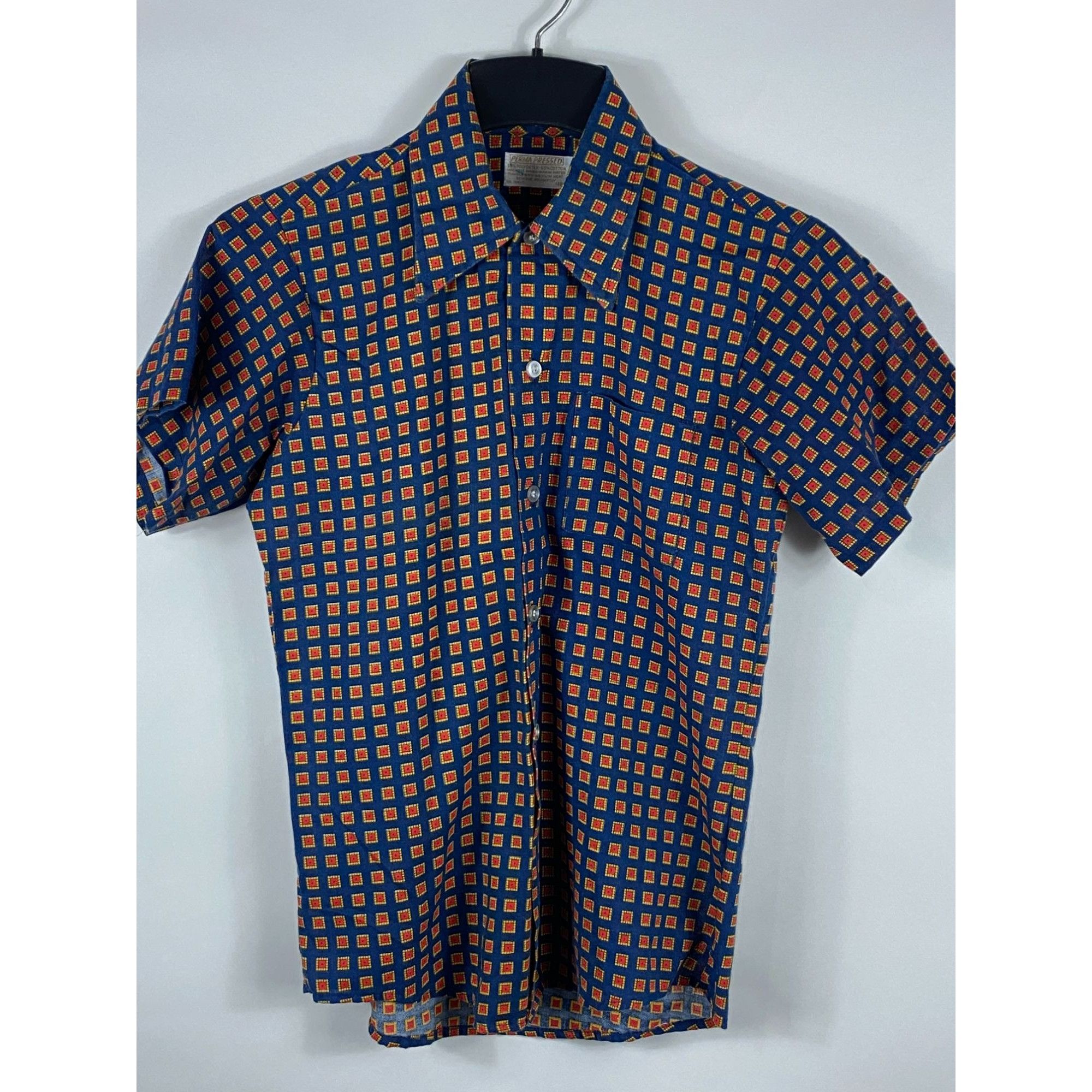 Other × Vintage VTG 70s Perma Pressed Square Patterned Button-Up S/S Pocket Size US S / EU 44-46 / 1 - 1 Thumbnail