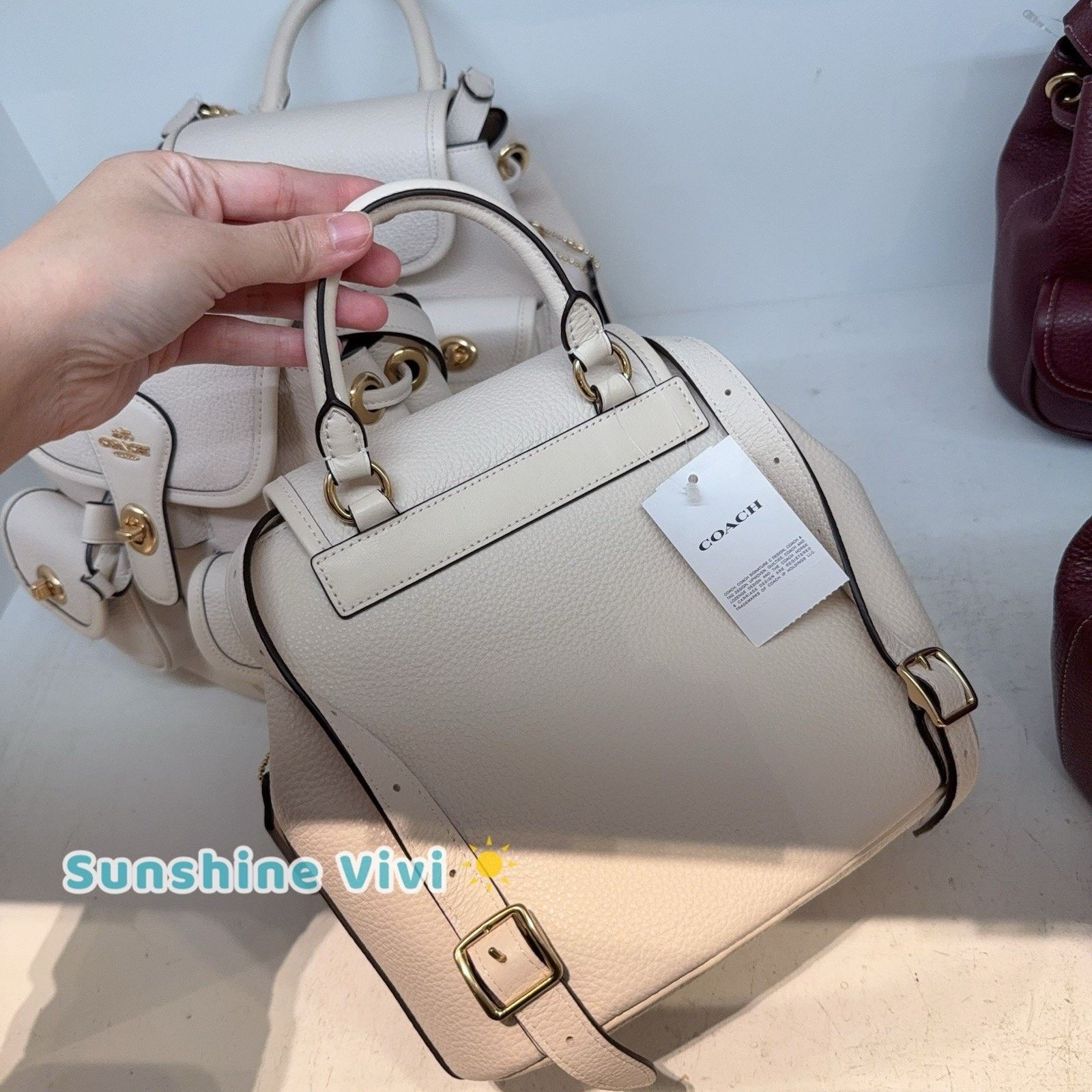 Coach NWT Coach Hadley Backpack CBH09 Refined leather Gold Chalk Size ONE SIZE - 3 Thumbnail