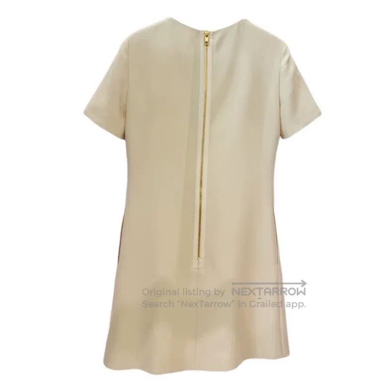 Gucci Gucci Beige pleated design mulberry silk round-neck short- Size XS / US 0-2 / IT 36-38 - 2 Thumbnail