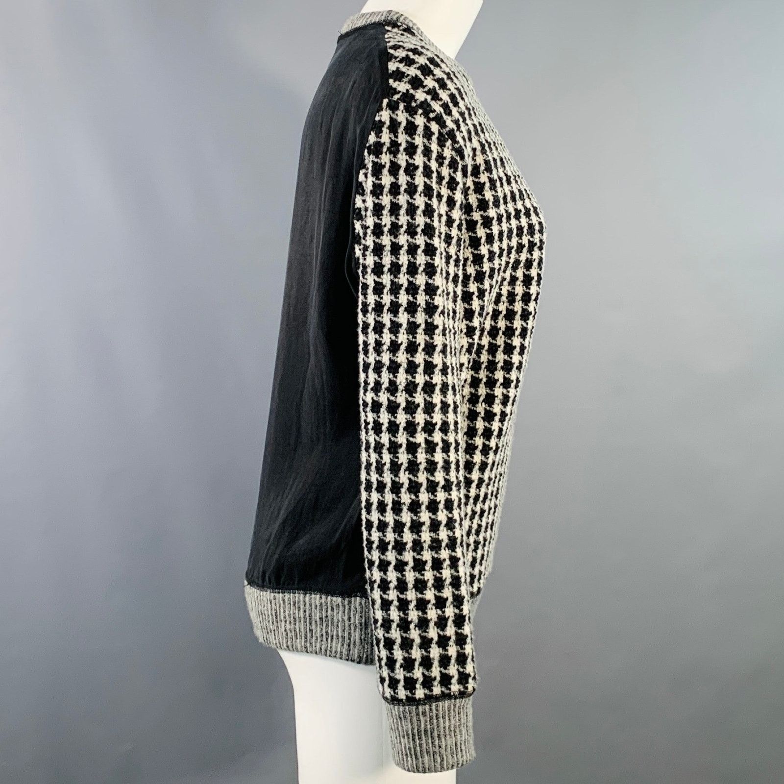 Sandro Size S Black Grey Wool Blend Houndstooth Crew Neck Pullover Size S / US 4 / IT 40 - 3 Thumbnail