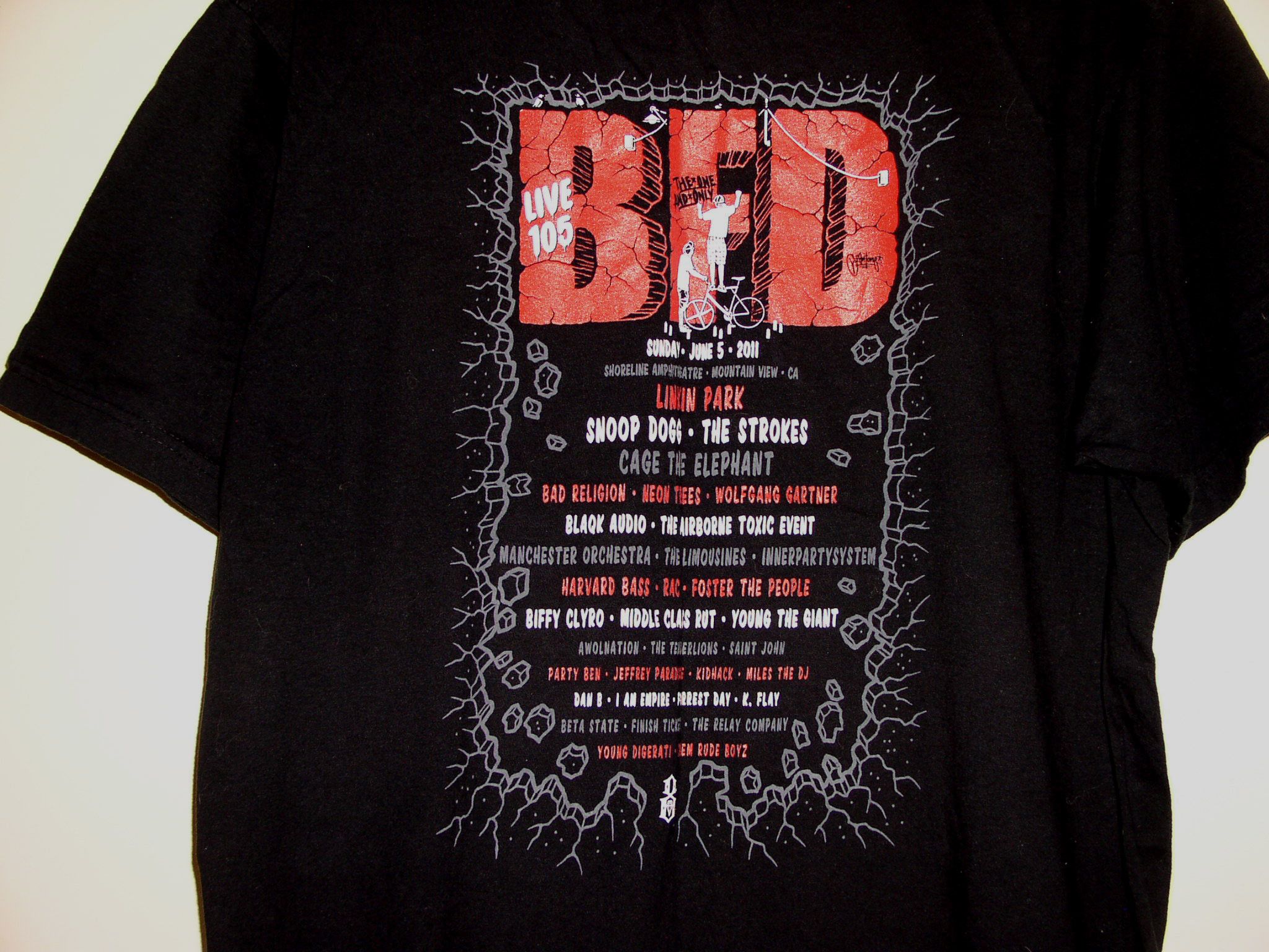 Rap Tees BFD Concert Shirt 2011 Mountain View Linkin Park Snoop Dogg Size US XL / EU 56 / 4 - 4 Thumbnail