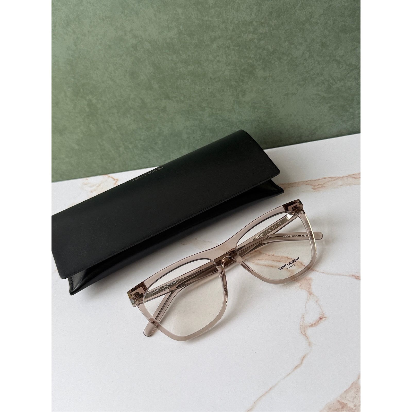 Saint Laurent Paris NEW Saint Laurent SL518 Transparent Beige Eyeglasses Frames Size ONE SIZE - 2 Thumbnail