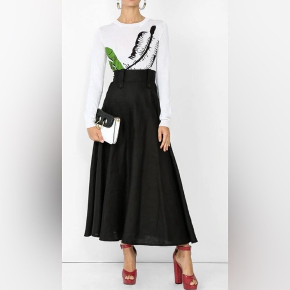 Sonia Rykiel SONIA RYKIEL WHITE PALM LEAF INTARSIA SWEATER. Silk blend. Size L / US 10 / IT 46 - 3 Thumbnail