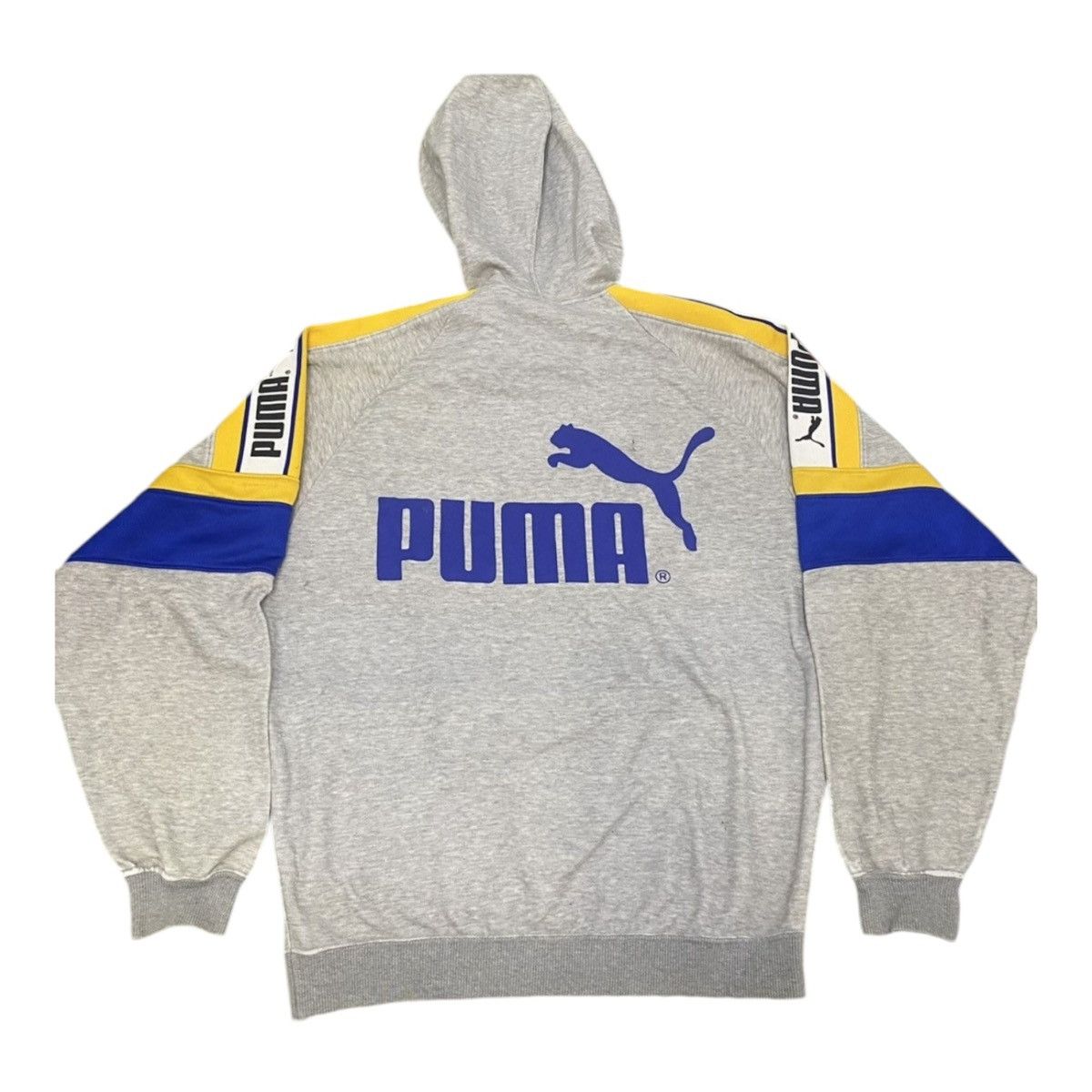Puma ULTRA RARE Vintage 90s PUMA hoodie stripe yellow blue Size US L / EU 52-54 / 3 - 2 Thumbnail