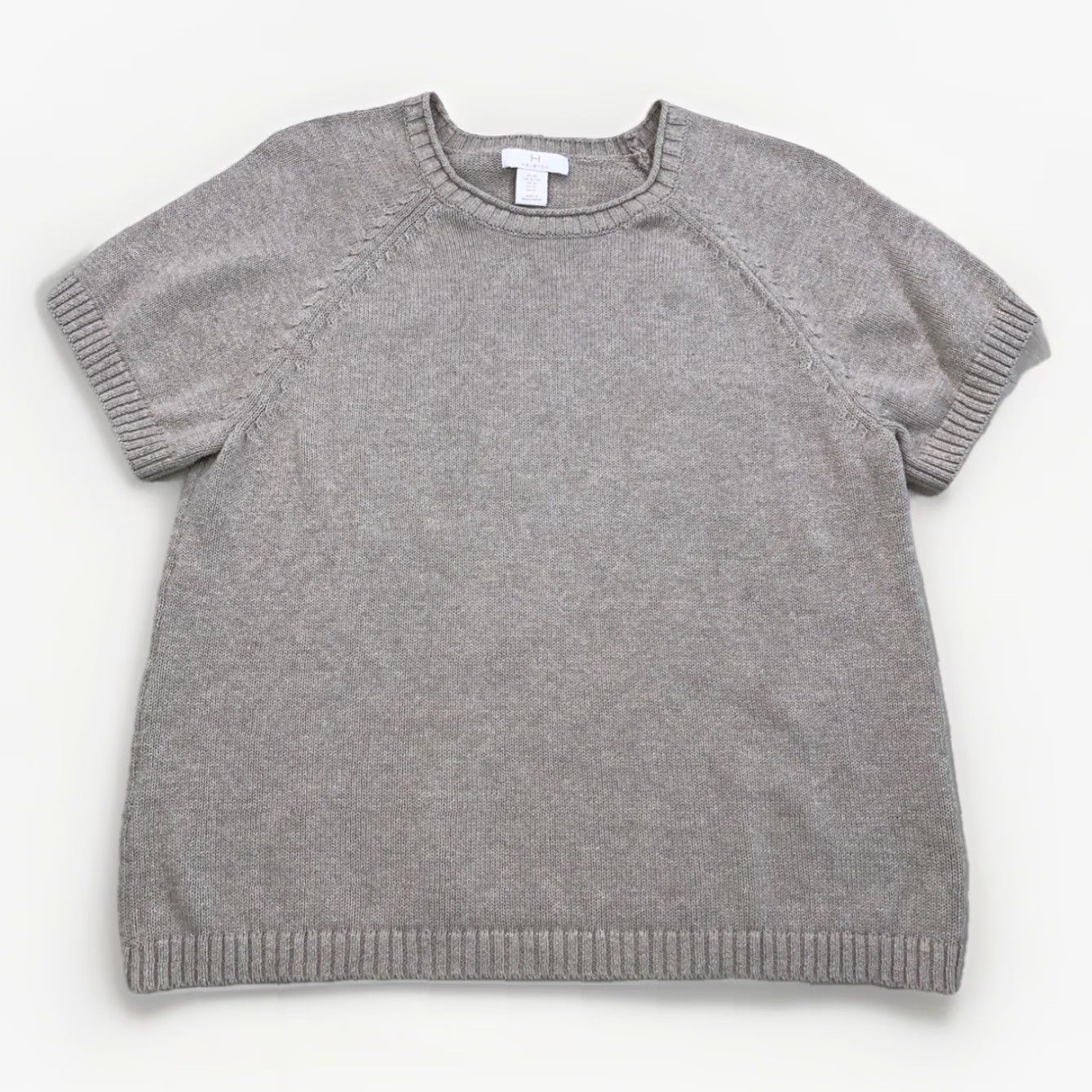 Halston Halston 100% Cotton Knit Short Sleeve XL Beige Pullover Women Size 40" / US 18 - 2 Thumbnail