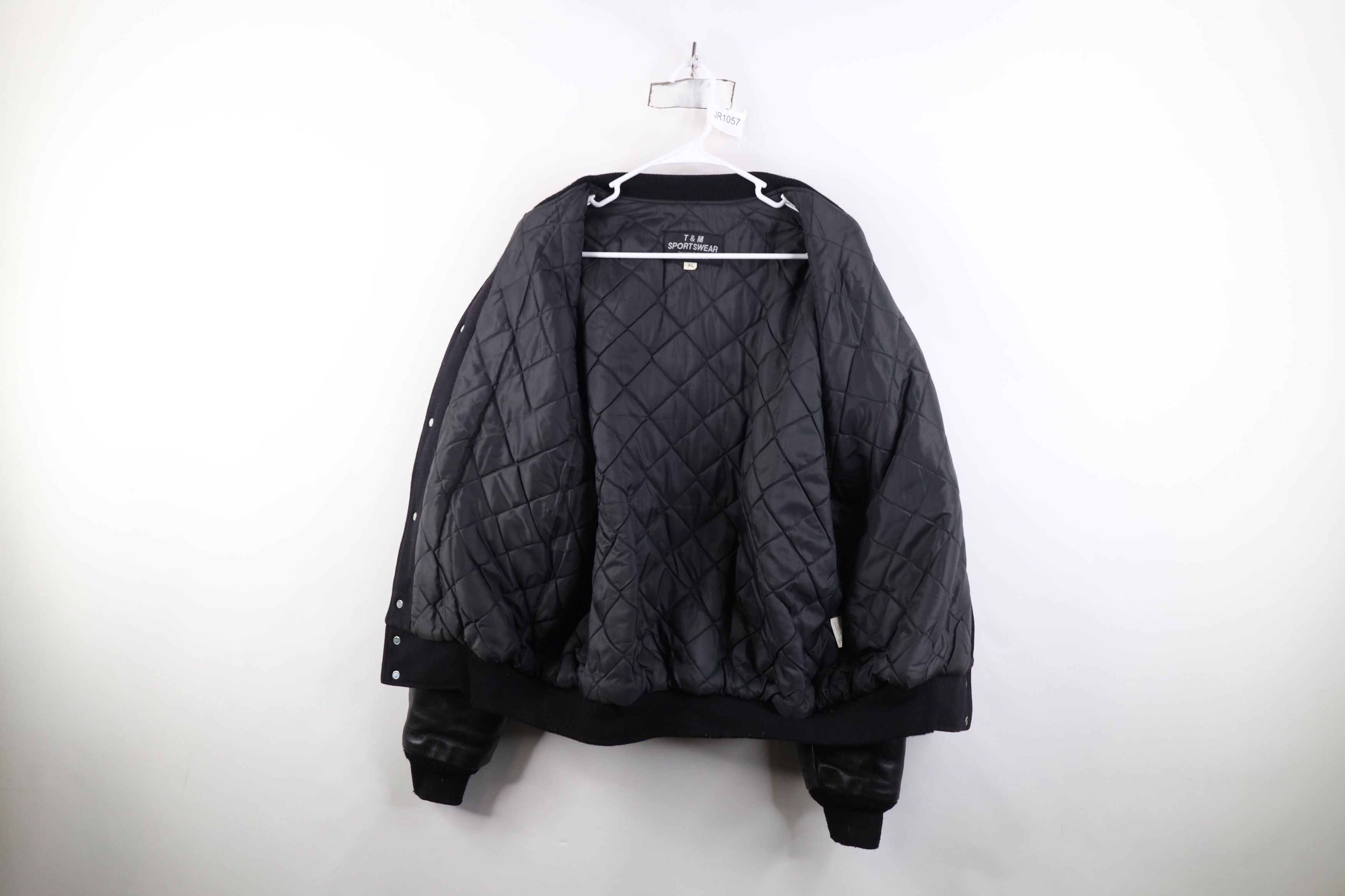 Vintage Vintage 90s Streetwear Oil Field Wool Leather Varsity Jacket Size US XL / EU 56 / 4 - 10 Thumbnail