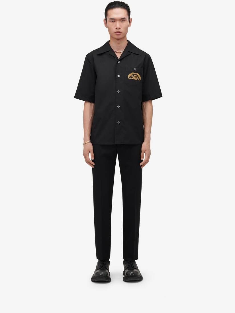 Alexander McQueen o1w1db10725 Embroidered Hawaiian Shirt in Black Size US M / EU 48-50 / 2 - 2 Thumbnail