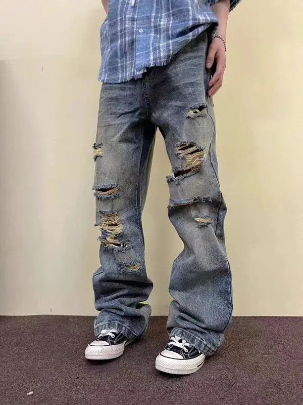 VIBE Vintage distressed straight-leg bootcut jeans Size US 34 / EU 50 - 1 Thumbnail