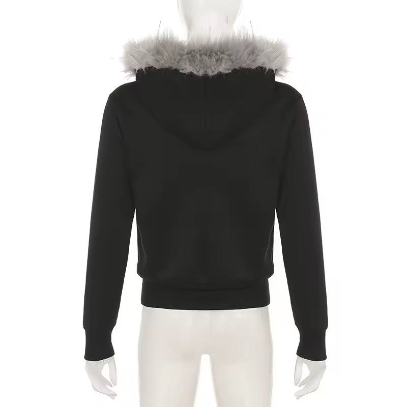 Other Y2k Rhinestone Fur Hooded Jacket Zipper Hoodie Retro Size S / US 4 / IT 40 - 4 Thumbnail