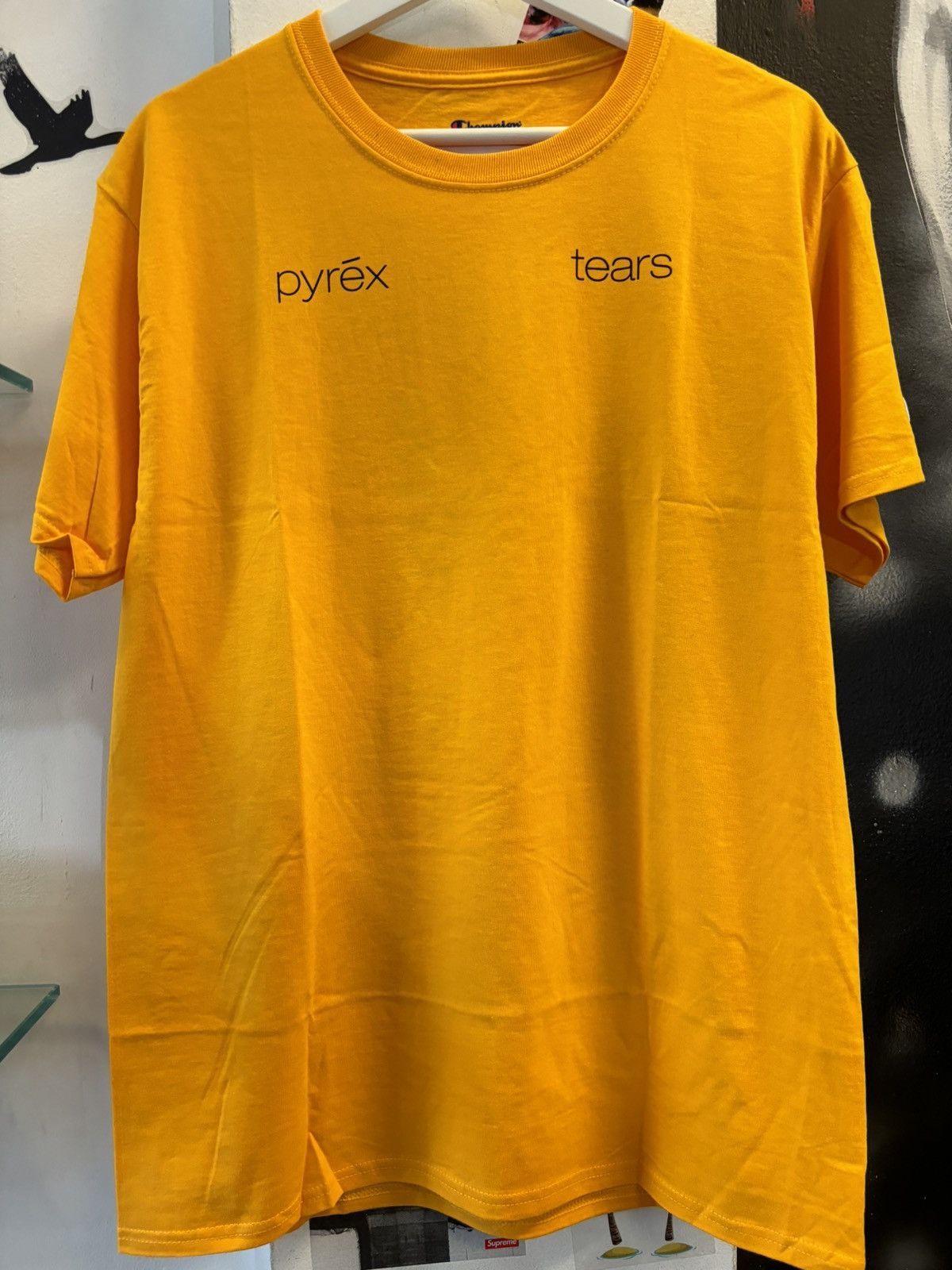 image of Pyrex X Denim Tears Tee Shirt in Yellow, Men's (Size Medium)