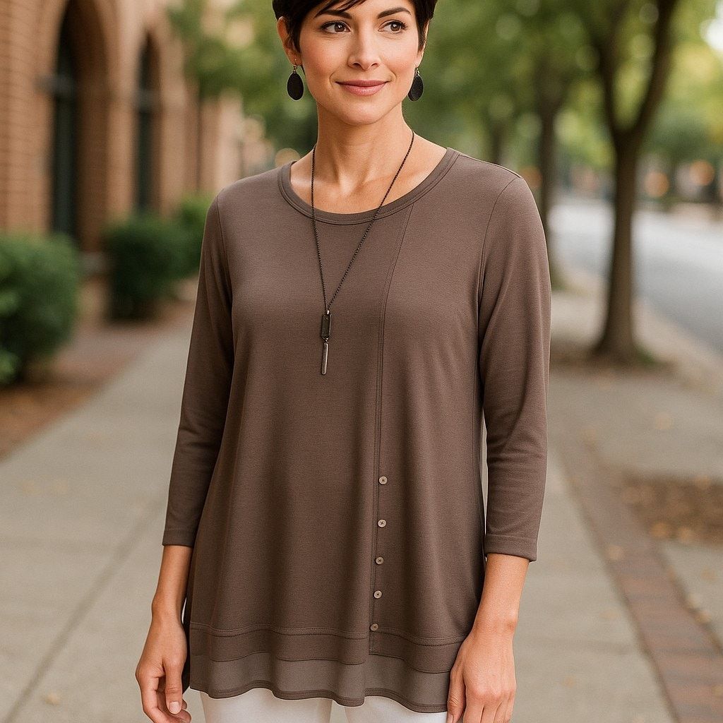 Other COMFY USA Stella Tunic Top Scoop Neck Button Sheer Hem M Size M / US 6-8 / IT 42-44 - 1 Thumbnail