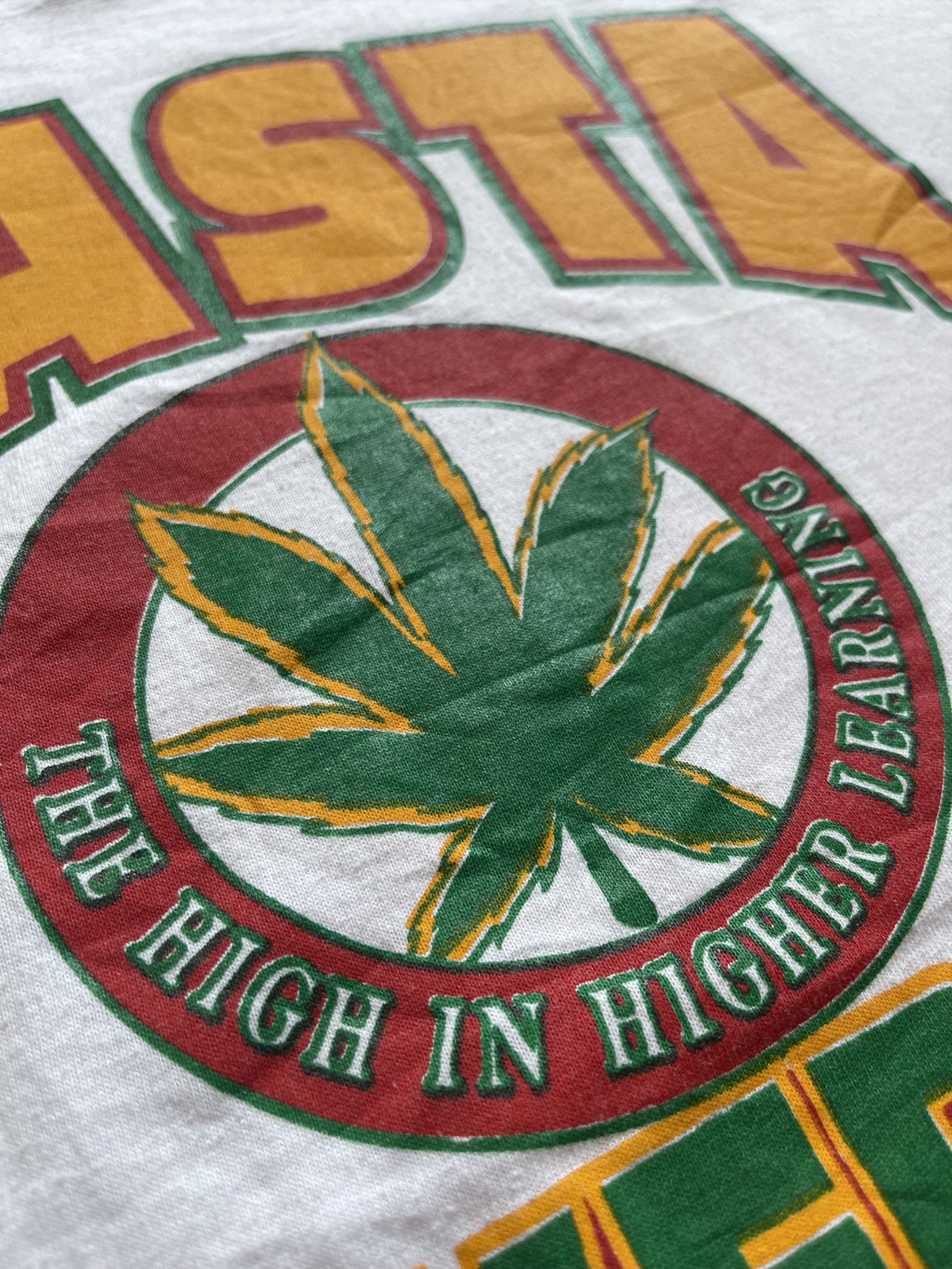 Vintage Vintage 90s Rasta University "High In Higher Learning" Tee Size US XL / EU 56 / 4 - 4 Thumbnail