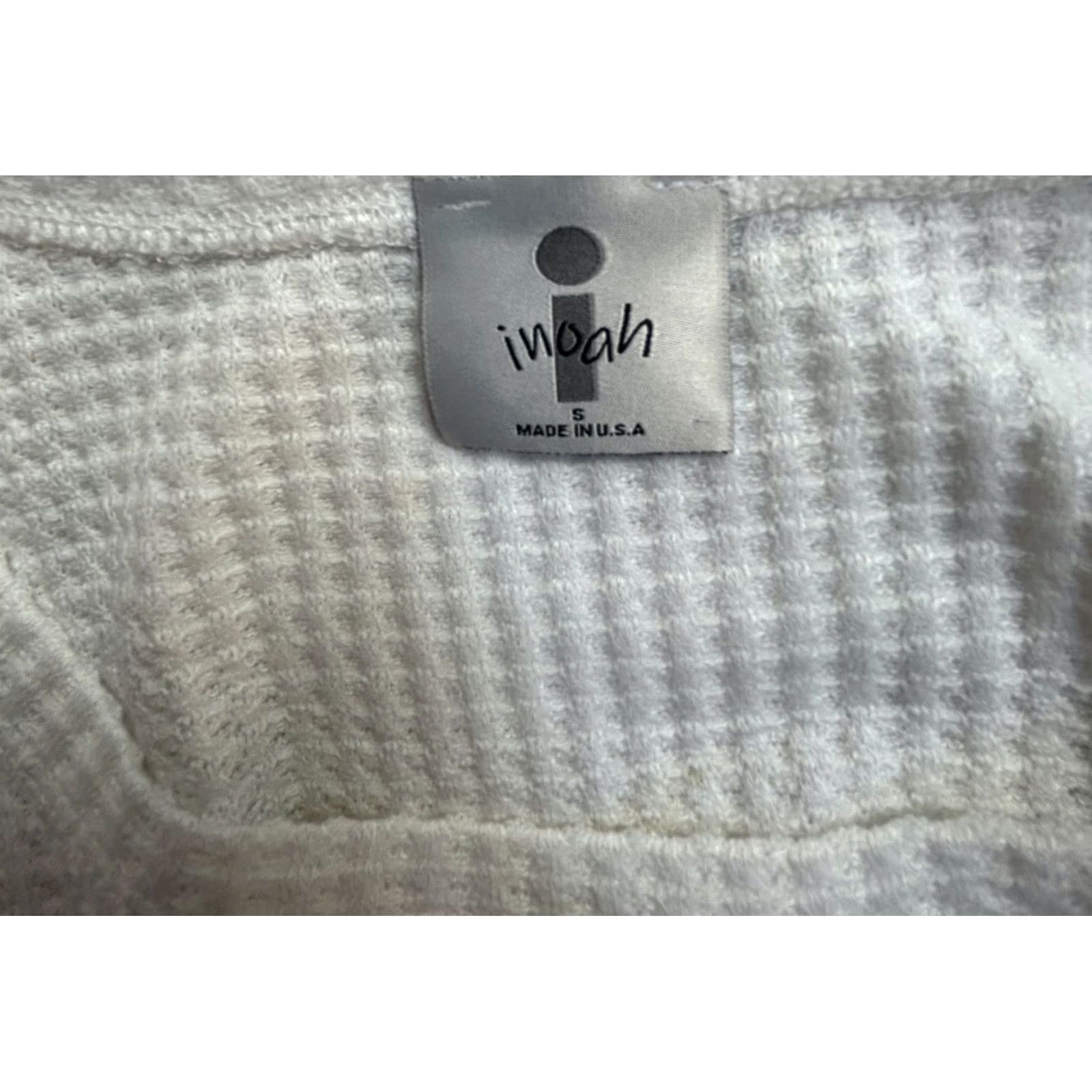 Noah Inoah Women's Tunic Top Shirt XS Waffle-Knit Dog Leaf Print White Small Size S / US 4 / IT 40 - 3 Thumbnail