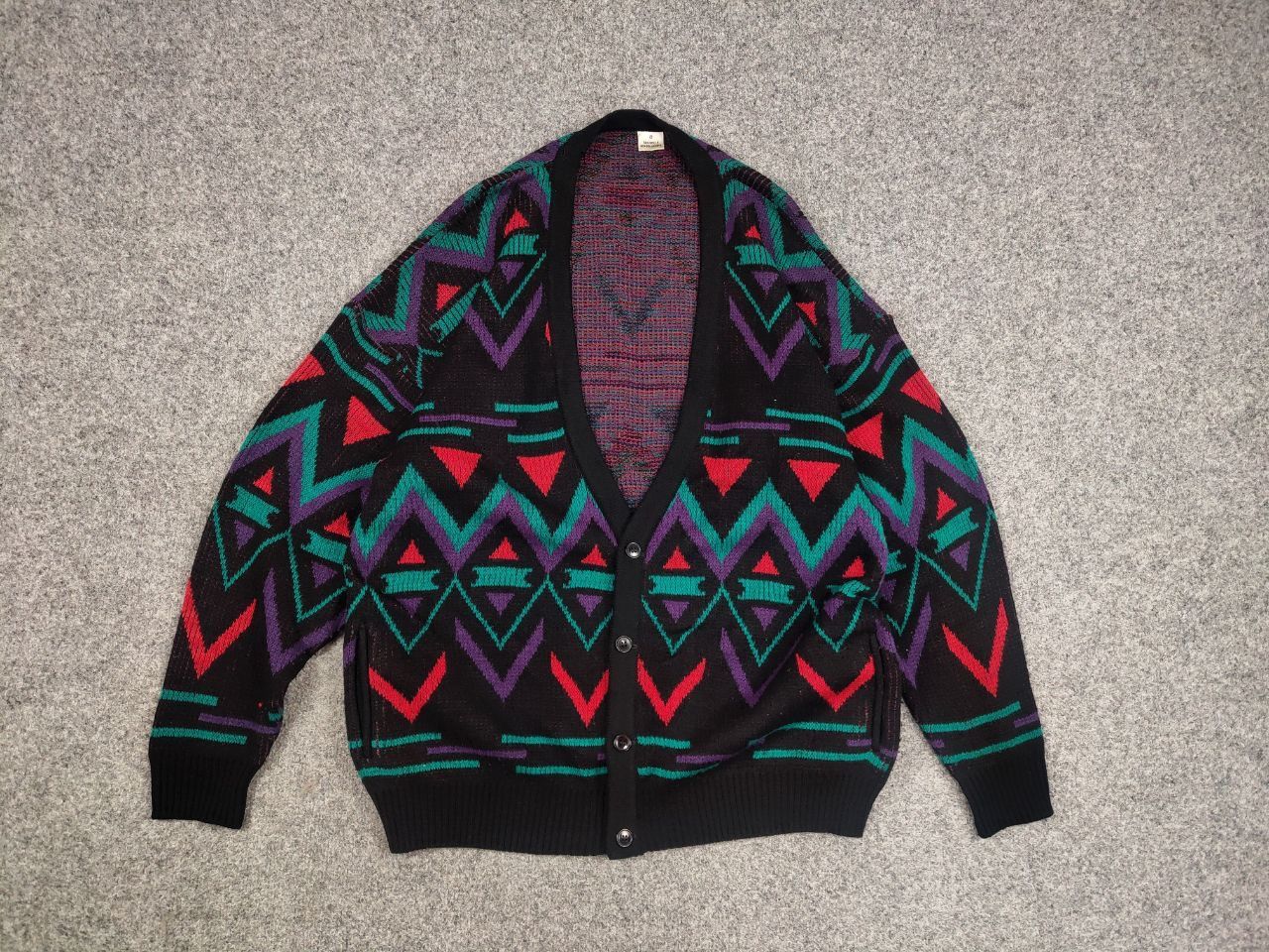 Japanese Brand Vintage 90's Japan style geometric knit Sweater Cardigan Size US L / EU 52-54 / 3 - 13 Thumbnail