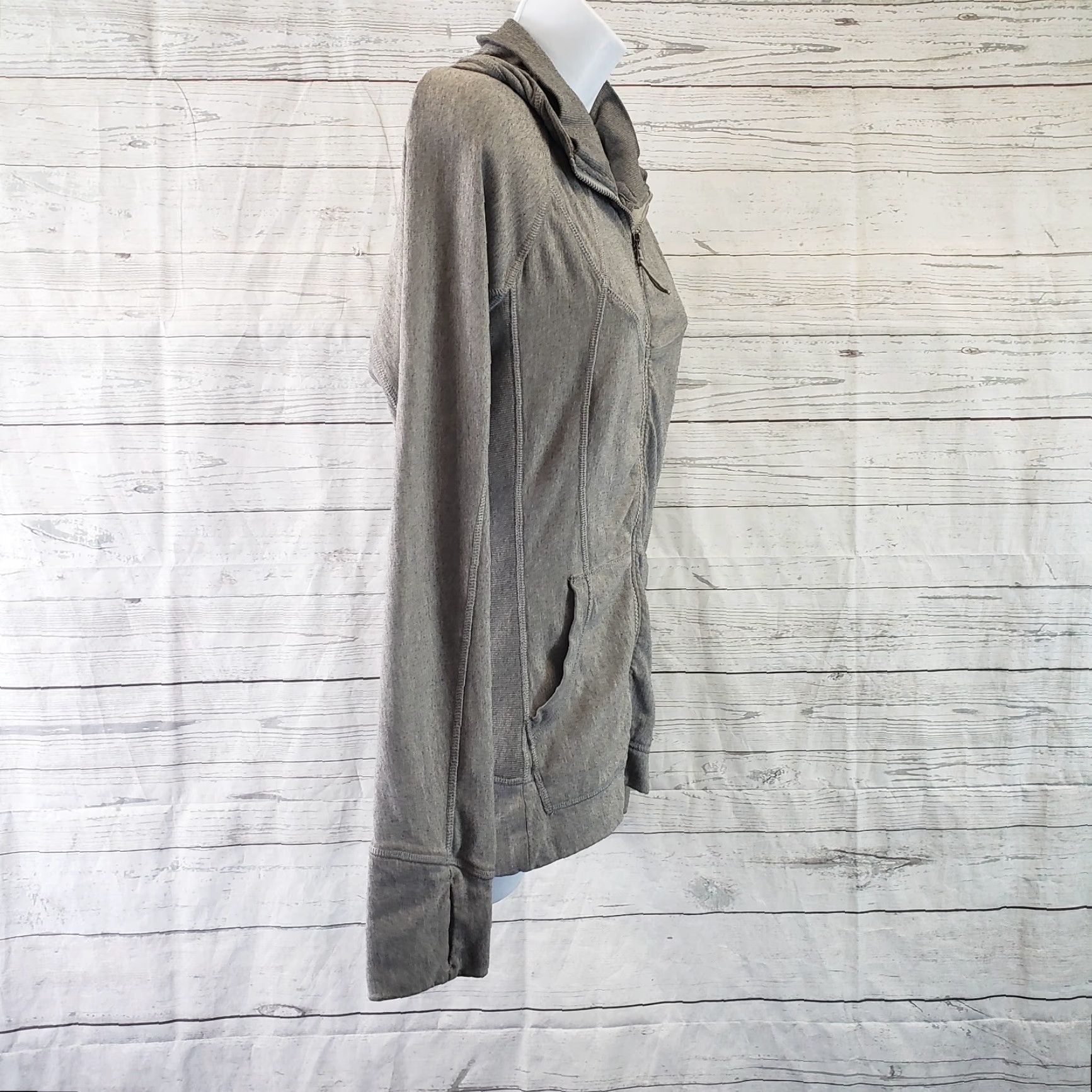 Athleta Athleta Womens Jacket Slim Slub Strength Full Zip Hooded Gray Small Size S / US 4 / IT 40 - 3 Thumbnail