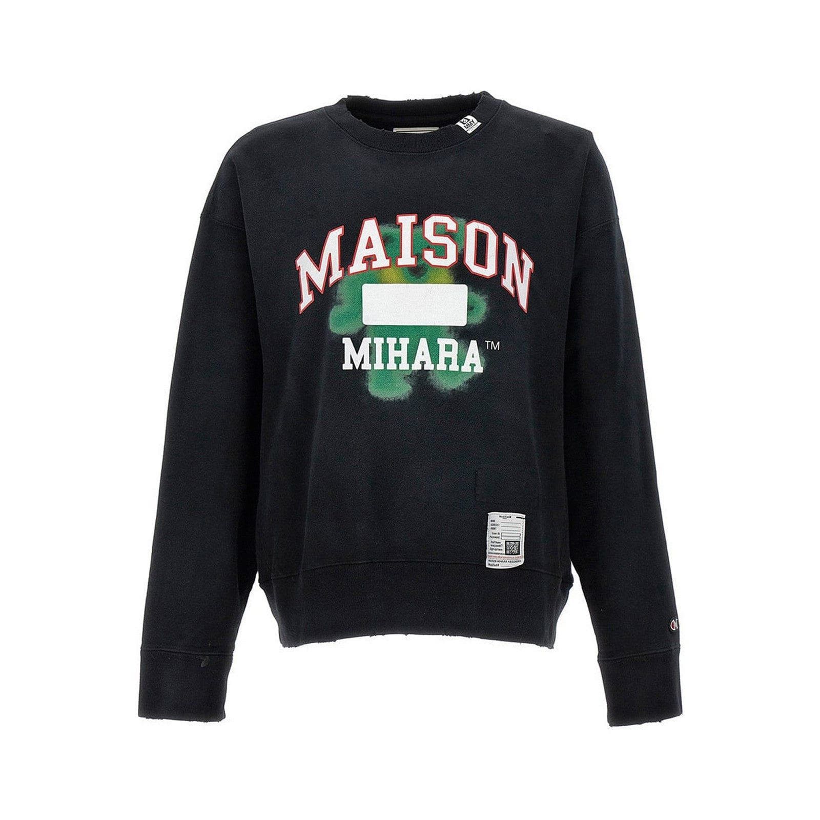 image of Miharayasuhiro Mihara Yasuhiro Logo Printed Distressed Crewneck Sweatshirt, Men's (Size Large)