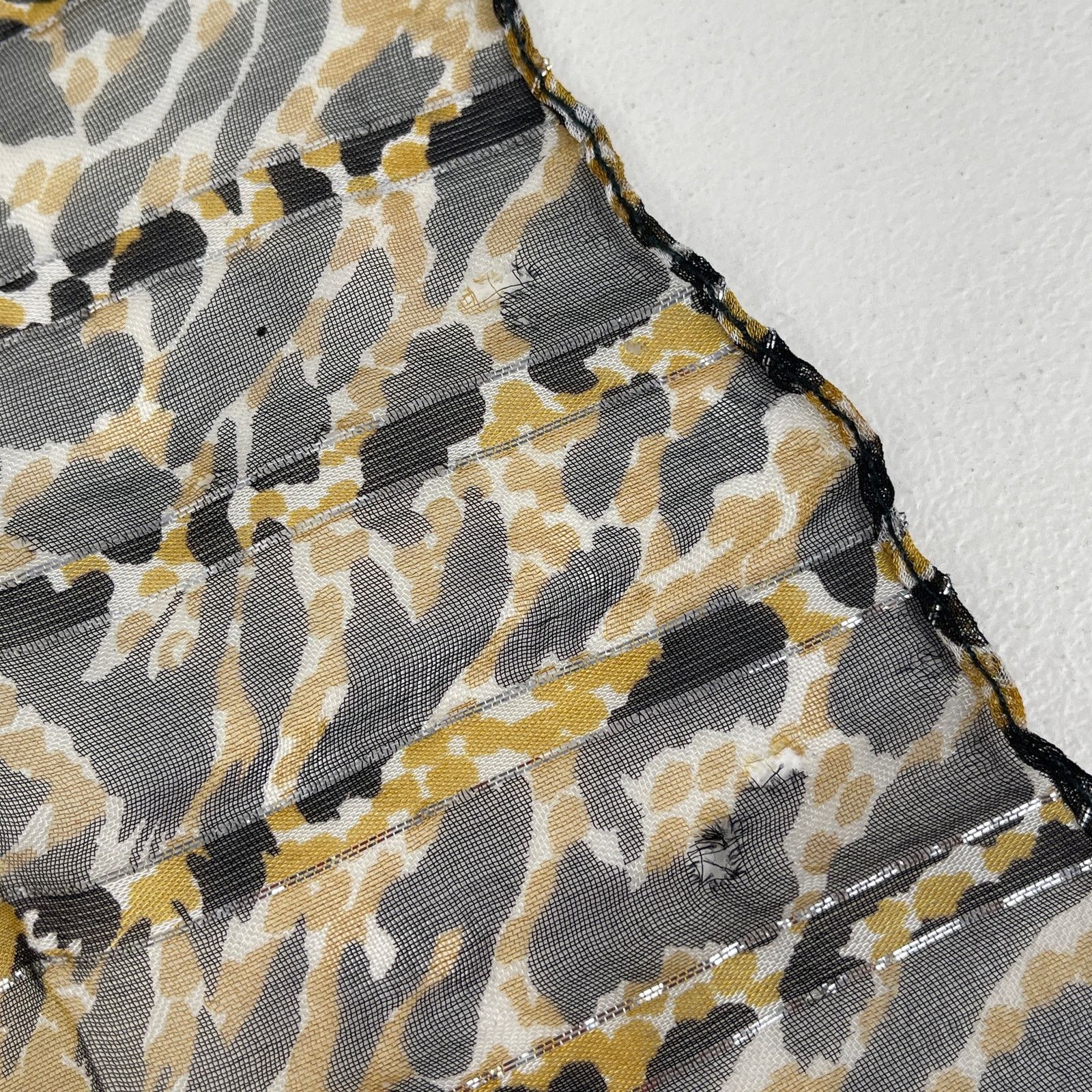 Vintage VTG Leopard Print Sheer Scarf Striped Silver Brown Black Red Size ONE SIZE - 22 Thumbnail