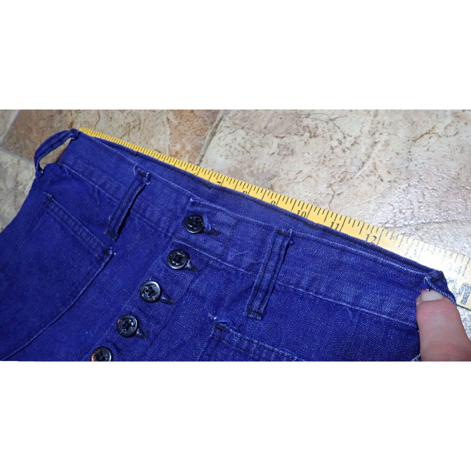 Bell VINTAGE Vintage 70s Flared Bell Bottom Blue Jeans 27x28 Anchor buttons US Flag Patriotic Size 24" / US 00 / IT 34 - 4 Thumbnail