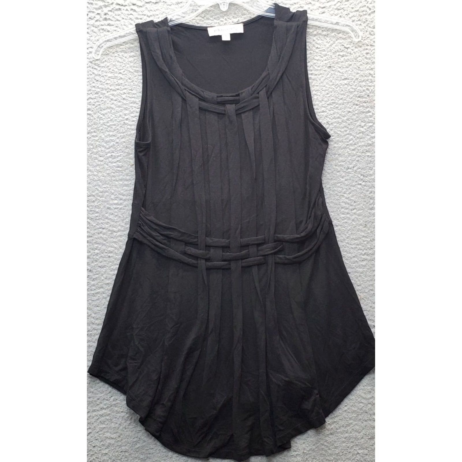 Vintage Philosophy Tunic Top Womens Size S Black Rayon Stretchy Fitted Knit Sleeveless Size S / US 4 / IT 40 - 2 Thumbnail