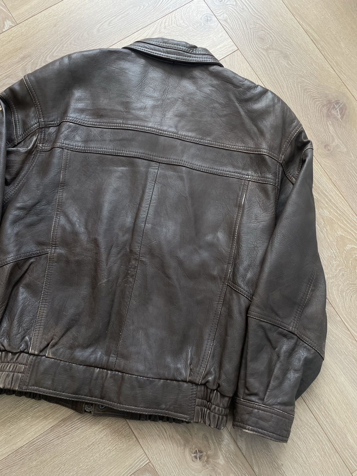 Vintage Washed Brown Retro 90s Genuine Real Leater Bomber Punk Rock Size US XL / EU 56 / 4 - 7 Thumbnail