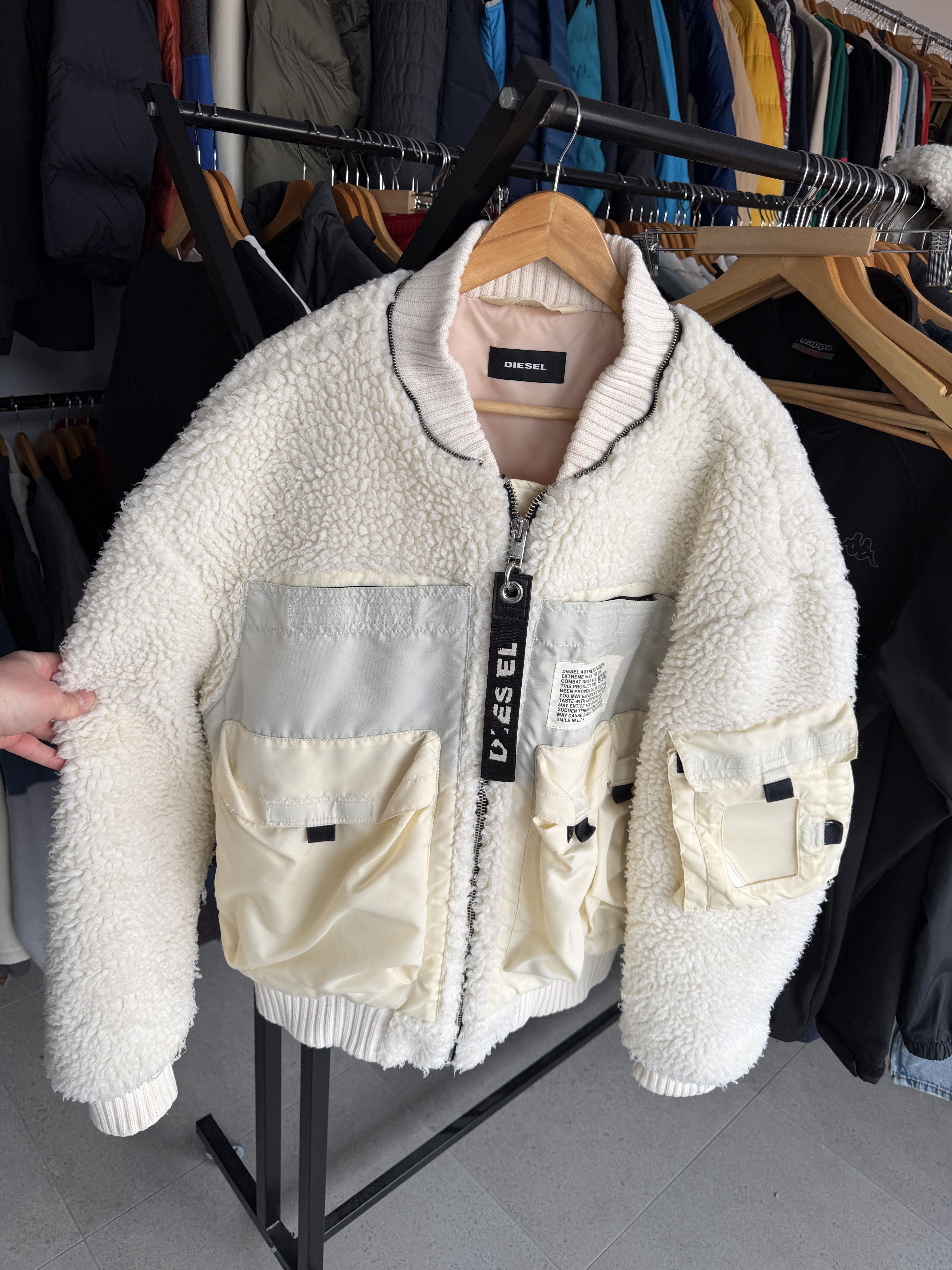 Diesel Diesel Faux-Shearling Hooded W-Patty Jacket WHITE M Size US M / EU 48-50 / 2 - 14 Thumbnail