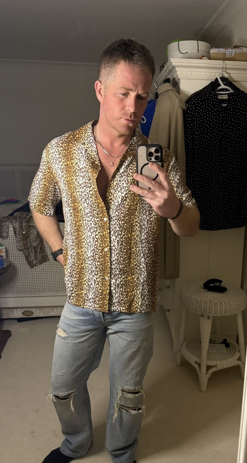Celine $1.2k 🤑 SS23 Celine leopard Hawaiian shirt Hedi 40 38 ss Size US L / EU 52-54 / 3 - 2 Thumbnail