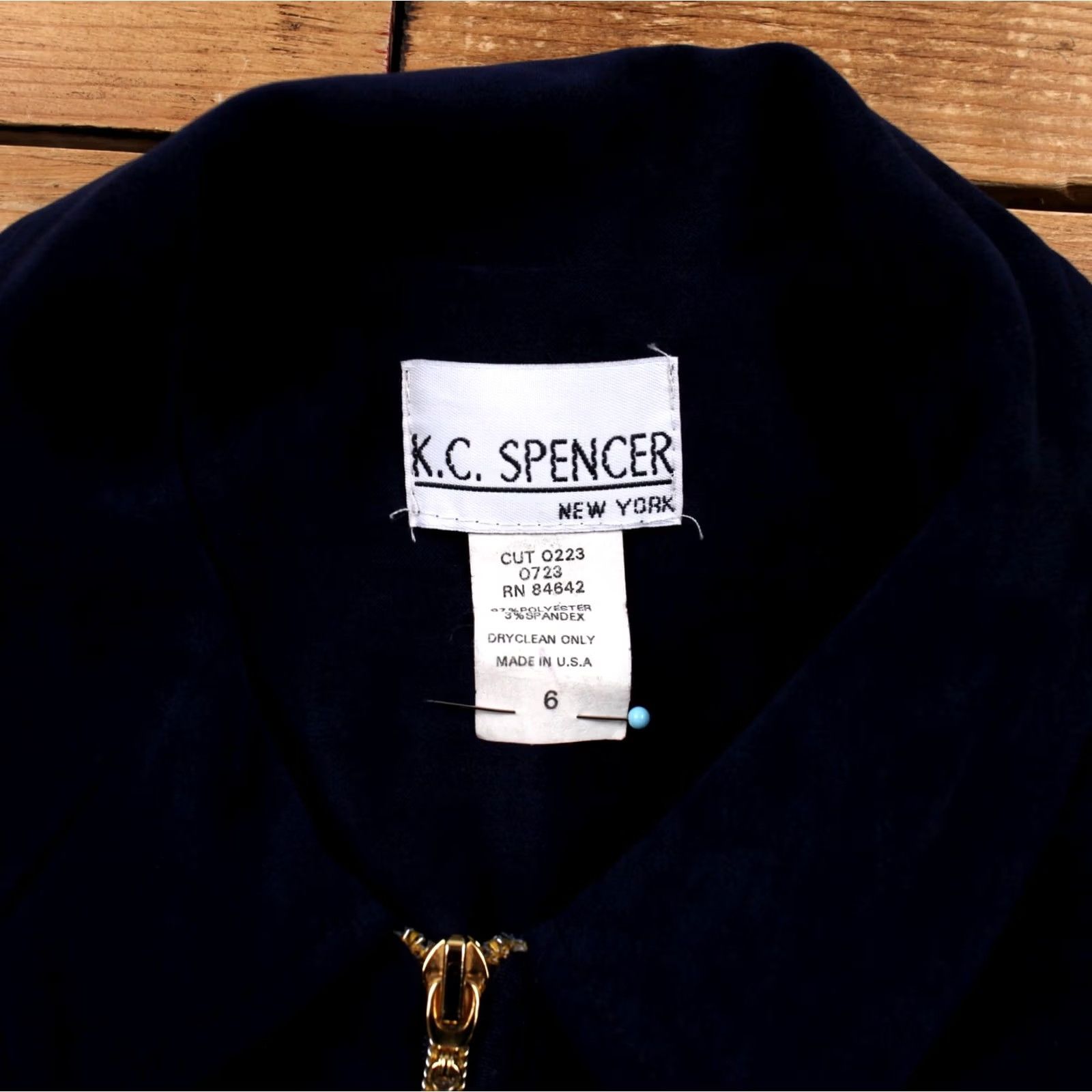 Vintage VINTAGE K C Spencer Jacket Womens 6 90s Blue USA Made Navy Polyester Jacket Size M / US 6-8 / IT 42-44 - 3 Thumbnail