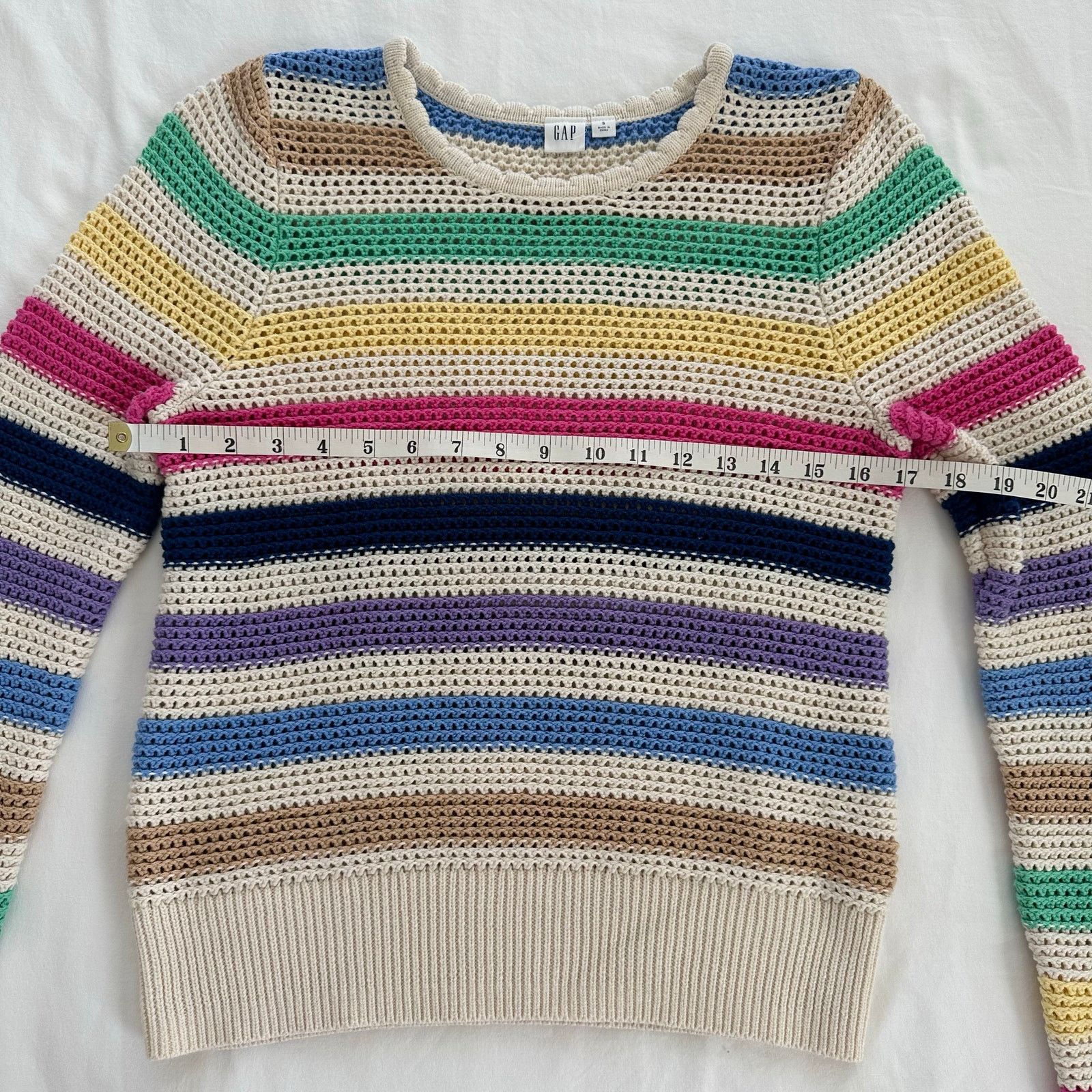 Gap GAP Rainbow Stripe Crochet Crewneck Sweater Size S Size S / US 4 / IT 40 - 5 Thumbnail