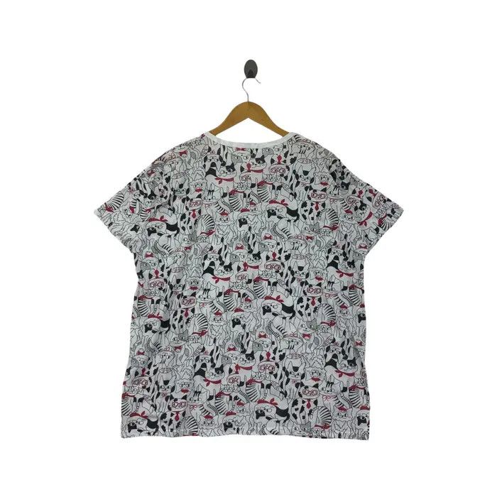 Vintage KEITH VALLER JAPAN Infinity Cat Painting Baggy Tee Shirt Size M / US 6-8 / IT 42-44 - 2 Thumbnail