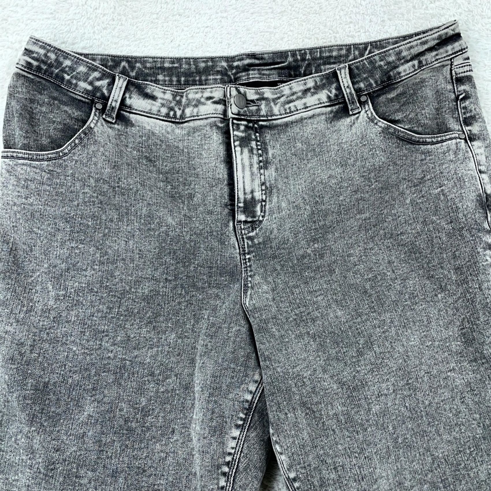 Vintage Women with Control Jeans Bootcut 22WP Petite Gray Acid Wash Denim Charcoal Wash High Rise Inseam 26 in 42 in Womens Girls Size 40" / US 18 - 3 Thumbnail