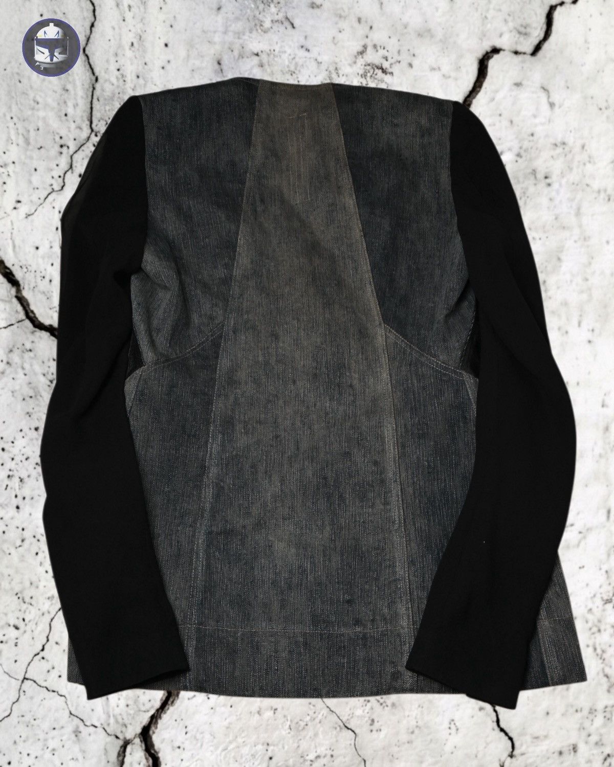 Rick Owens Rick Owens SS19 Babel Hybrid Denim-Paneled Blazer Size 42R - 4 Thumbnail
